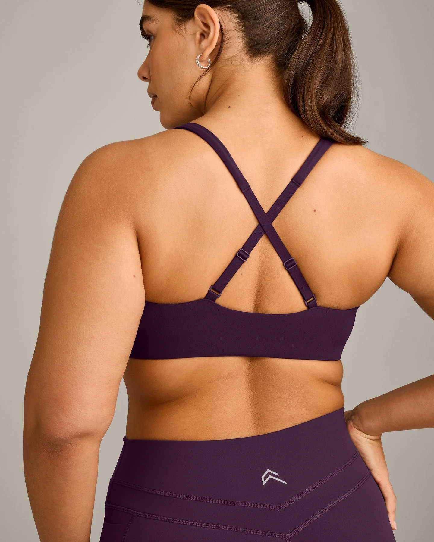 EasyLift™ Cross Back Sports Bra with Grey Logo | Blackberry Purple - Image 6