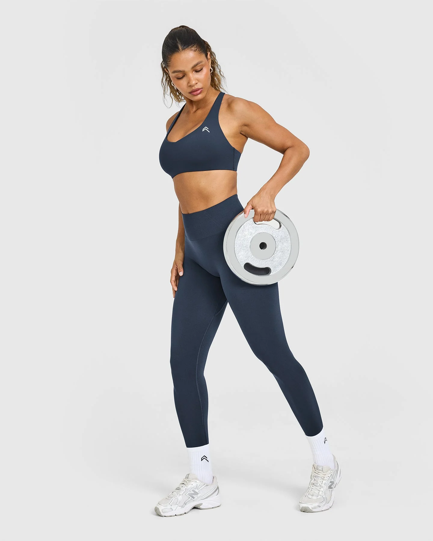 EasyLift™ Cross Back Sports Bra with White Logo | True Blue - Image 3