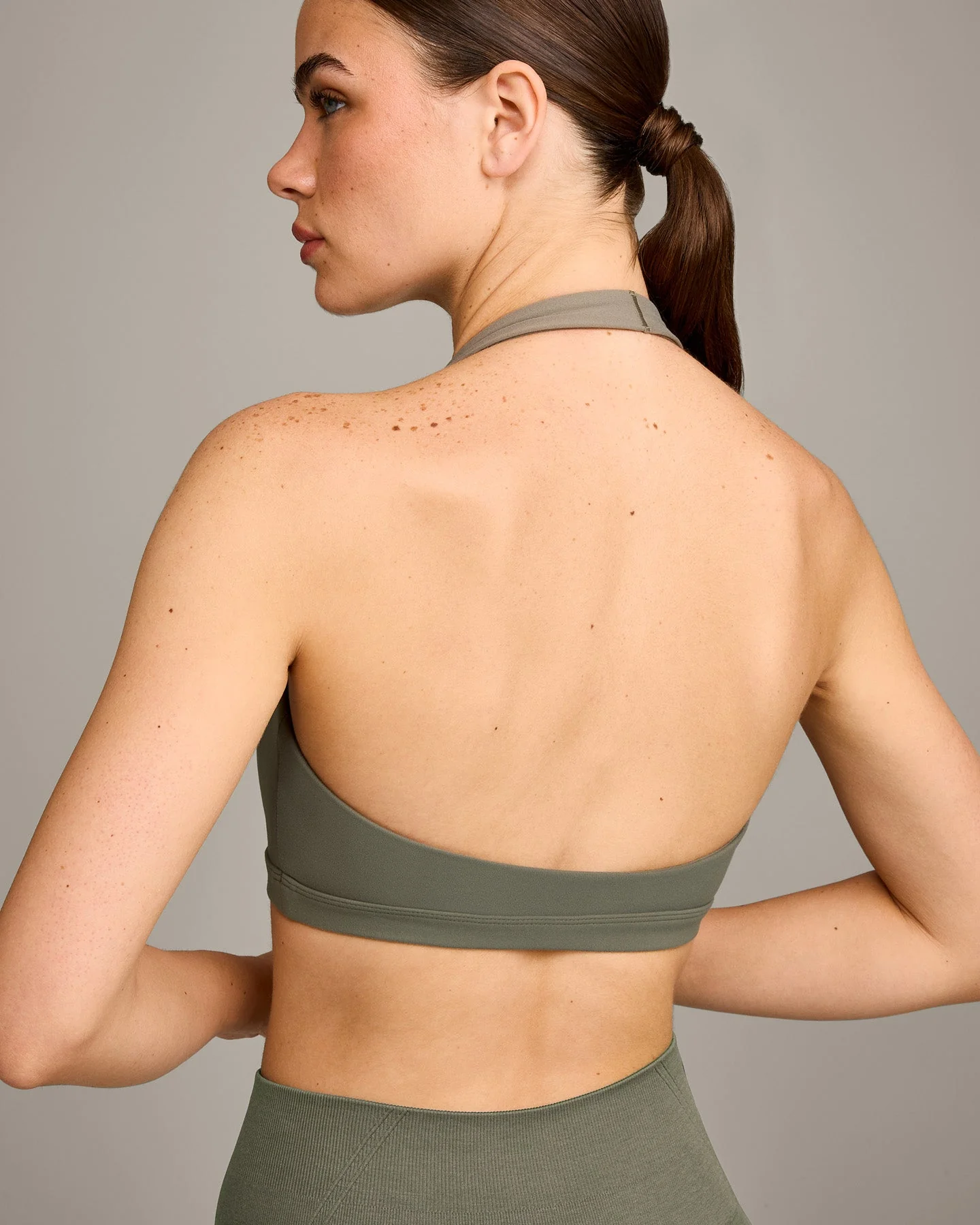 EasyLift™ Halter Bralette with Grey Logo | Alpine Green - Image 4