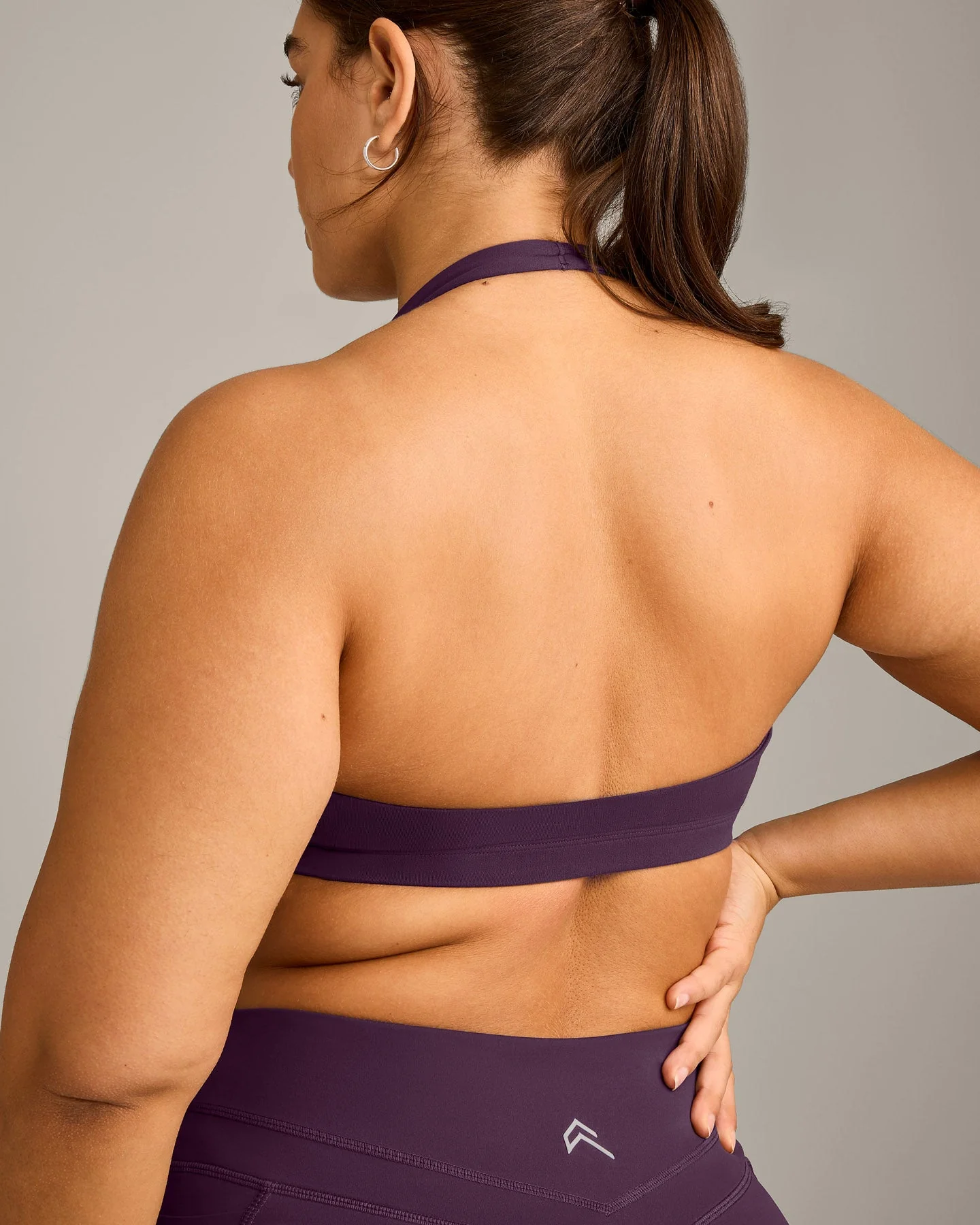 EasyLift™ Halter Bralette with Grey Logo | Blackberry Purple - Image 4