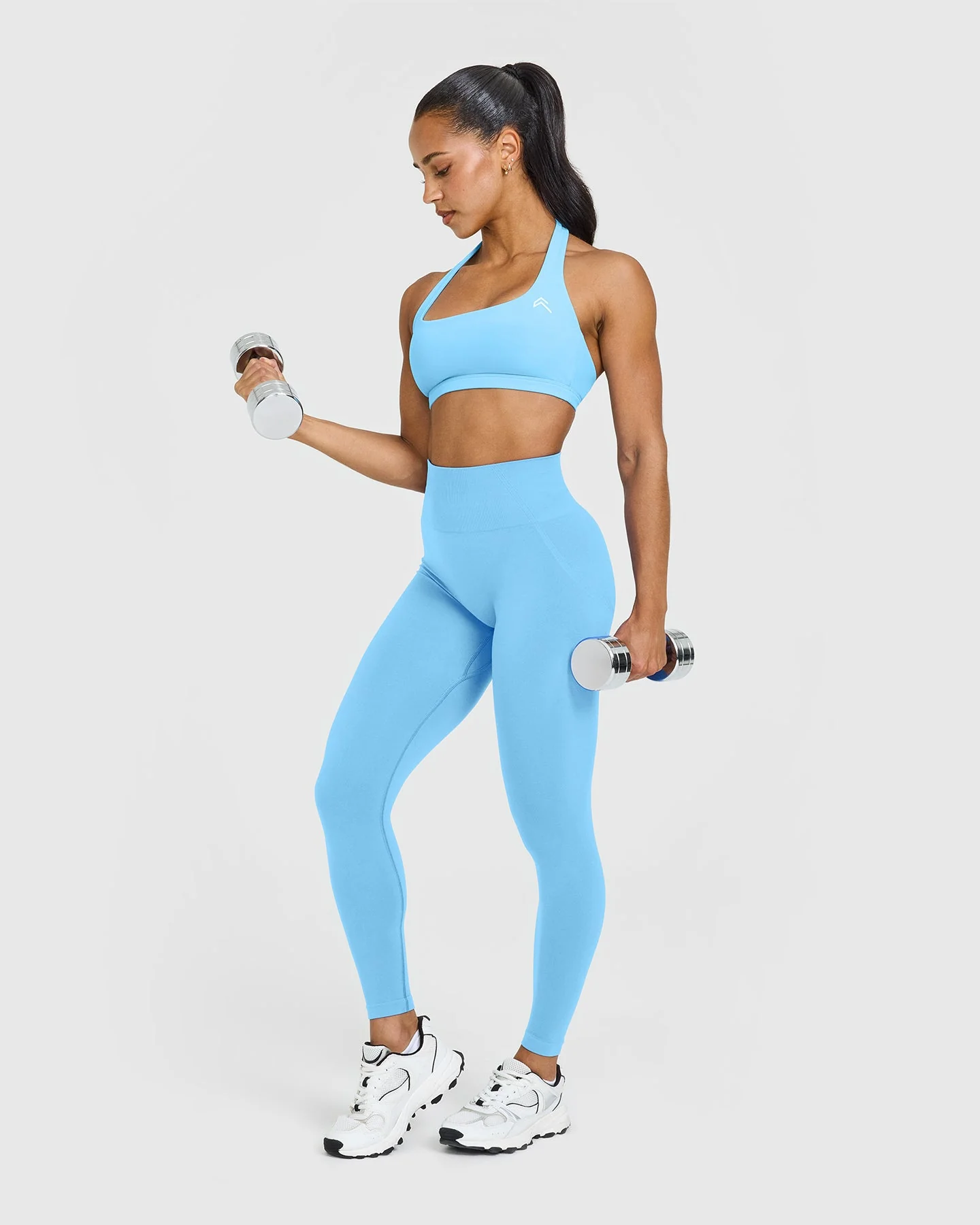 EasyLift™ Halter Bralette with White Logo | Arctic Blue - Image 3