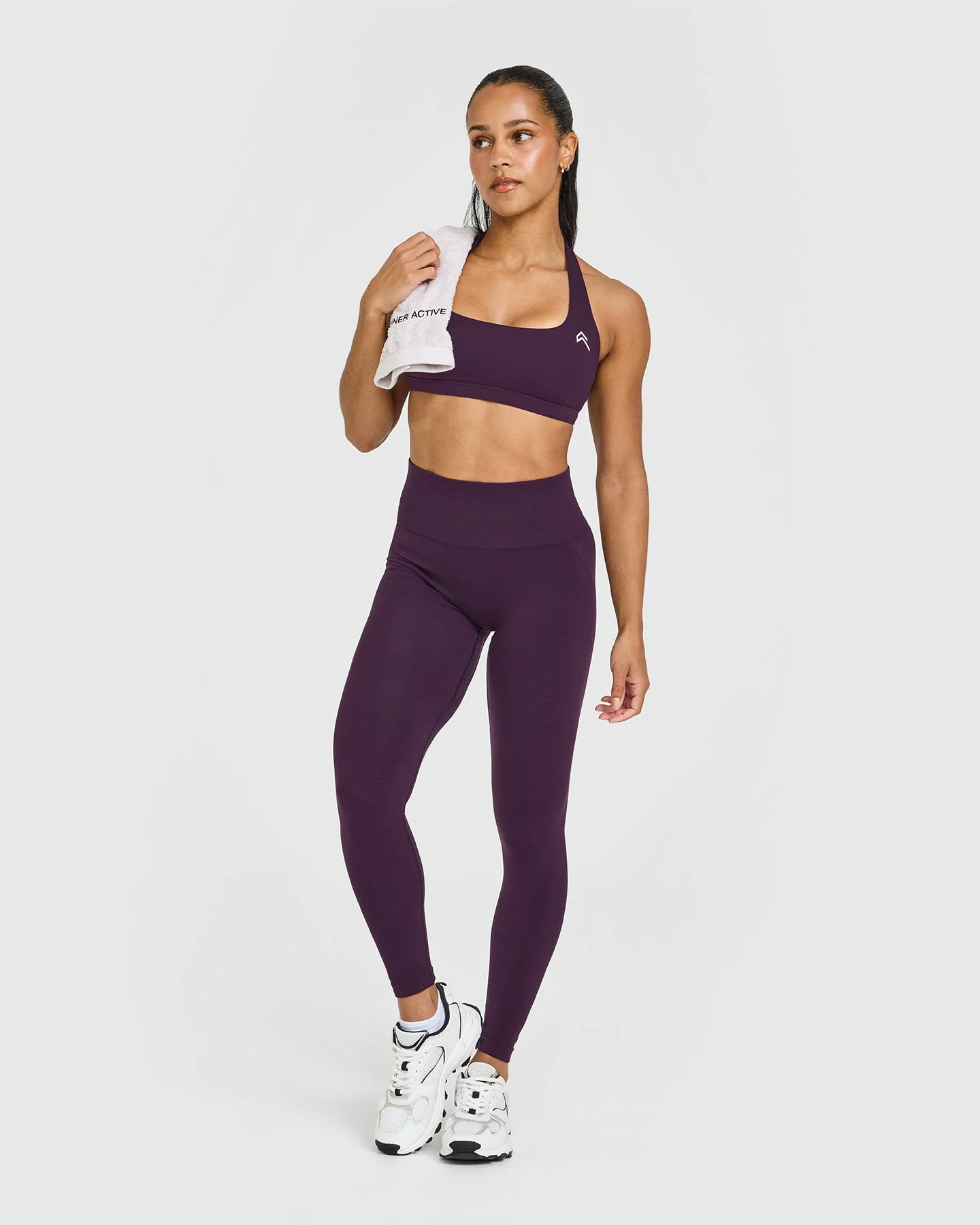 EasyLift™ Halter Bralette with White Logo | Blackberry Purple - Image 2