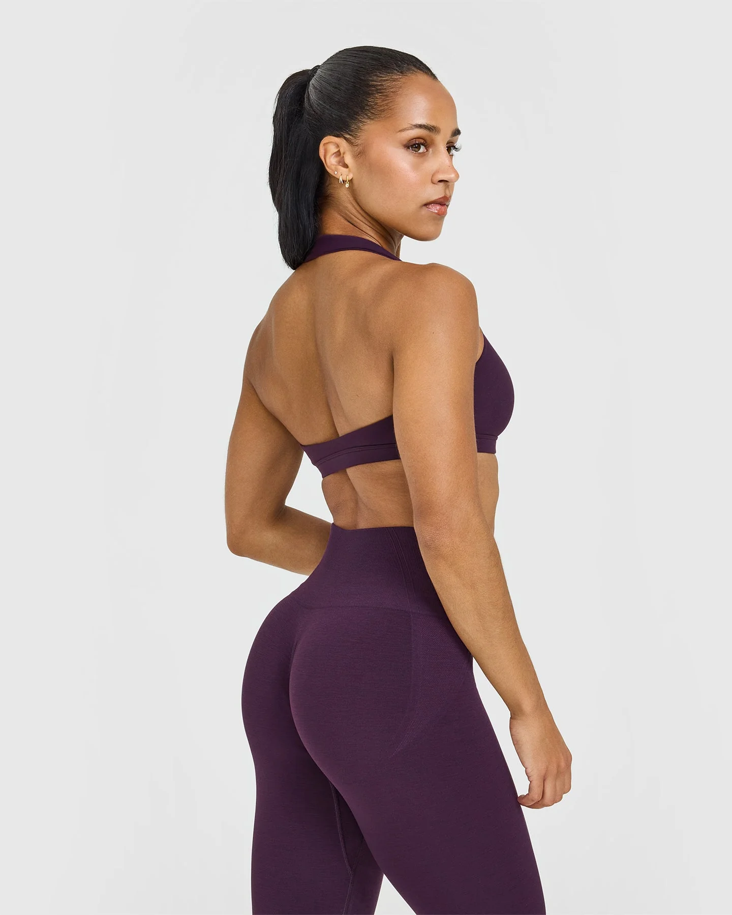 EasyLift™ Halter Bralette with White Logo | Blackberry Purple - Image 4