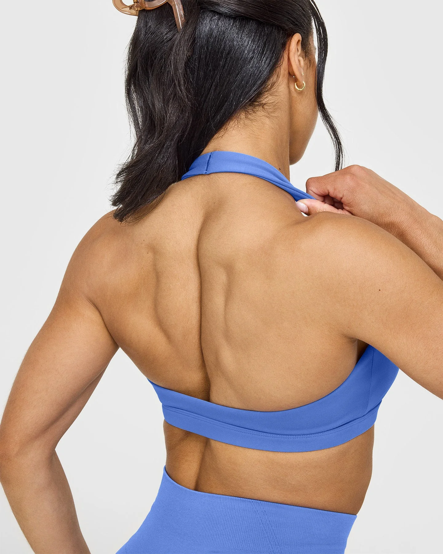 EasyLift™ Halter Bralette with White Logo | Glaucous Blue - Image 6