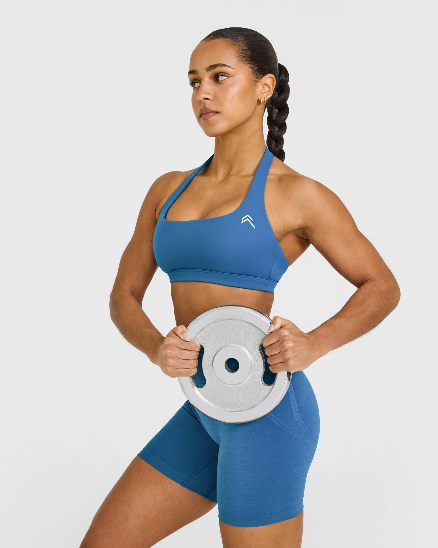 EasyLift™ Halter Bralette with White Logo | Ocean Blue - Image 6