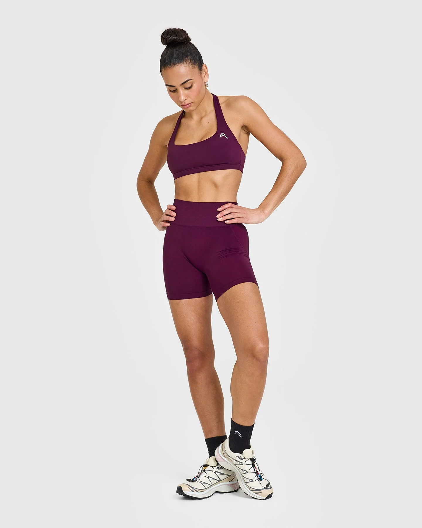 EasyLift™ Halter Bralette with White Logo | Ripe Fig - Image 3