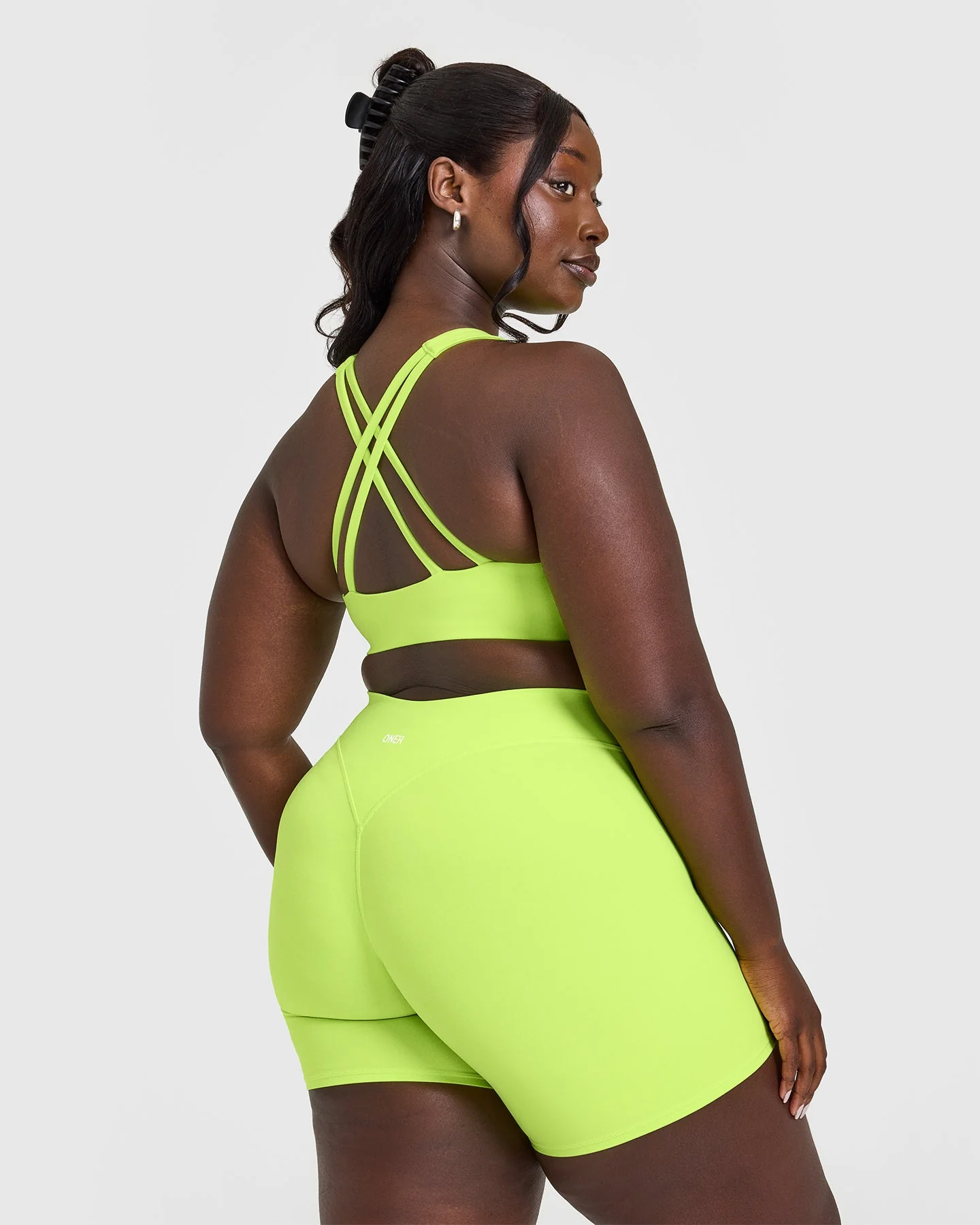 EasyLift™ High Neck Sports Bra with White Logo | Citrus Green - Image 2