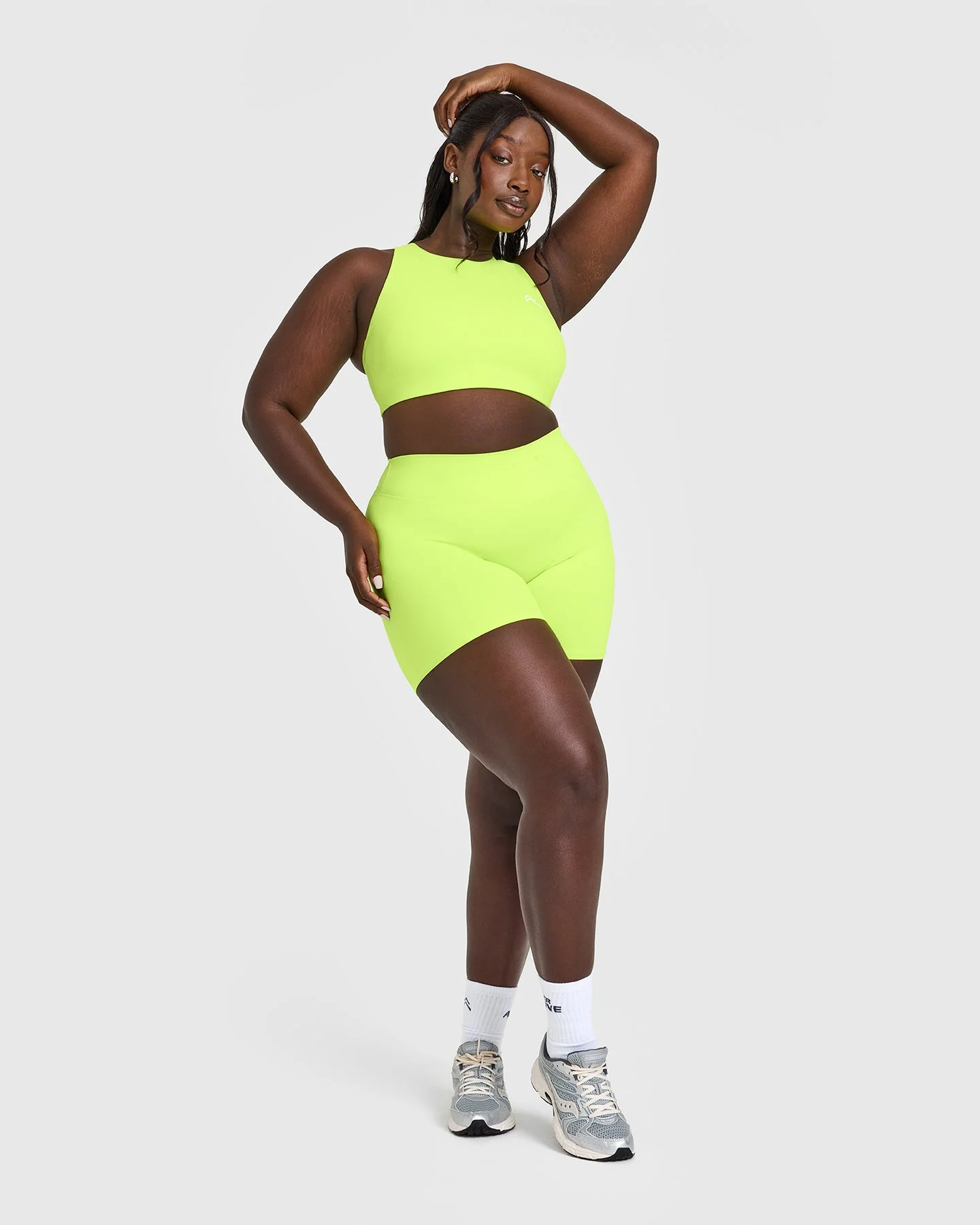 EasyLift™ High Neck Sports Bra with White Logo | Citrus Green - Image 3