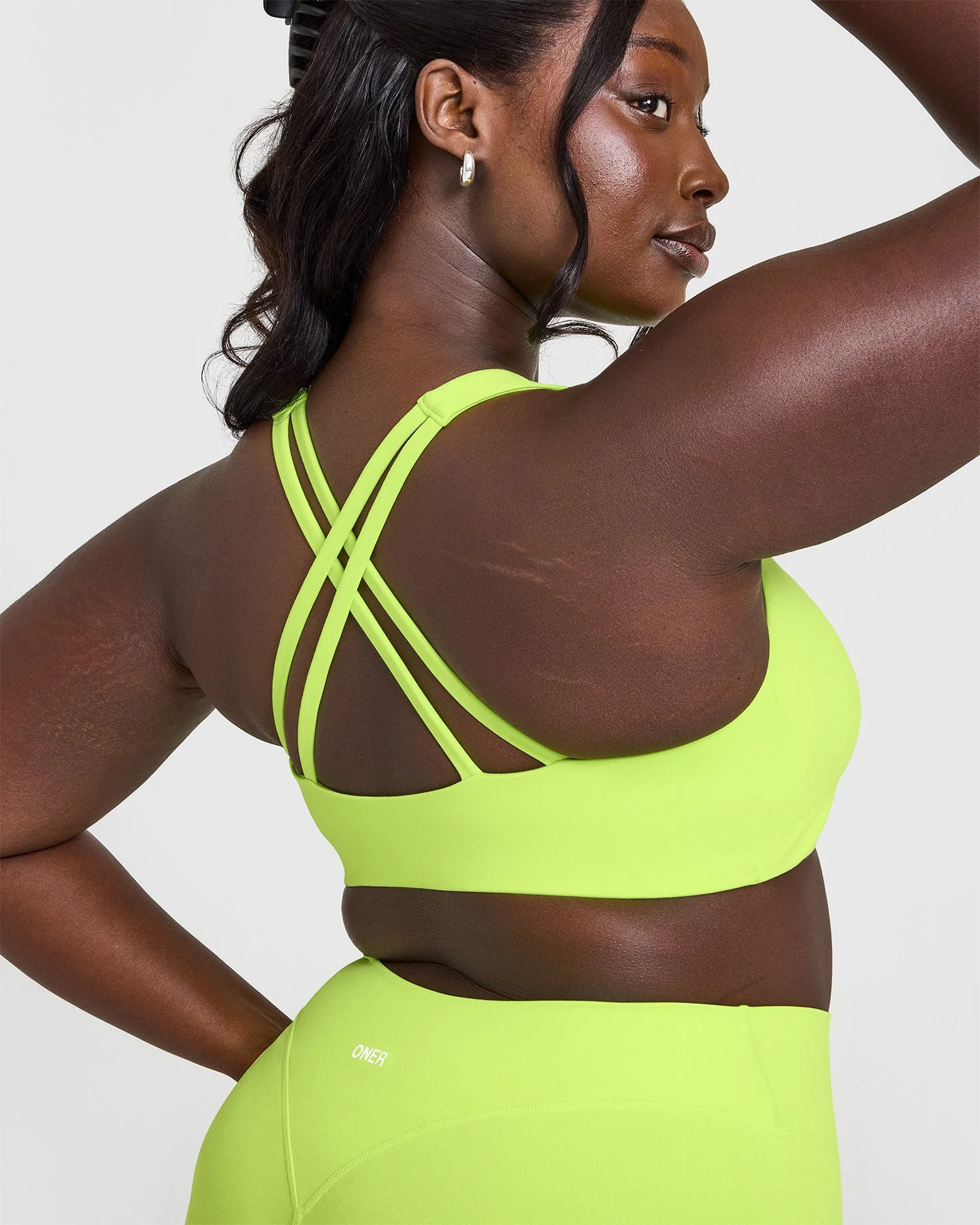 EasyLift™ High Neck Sports Bra with White Logo | Citrus Green - Image 4