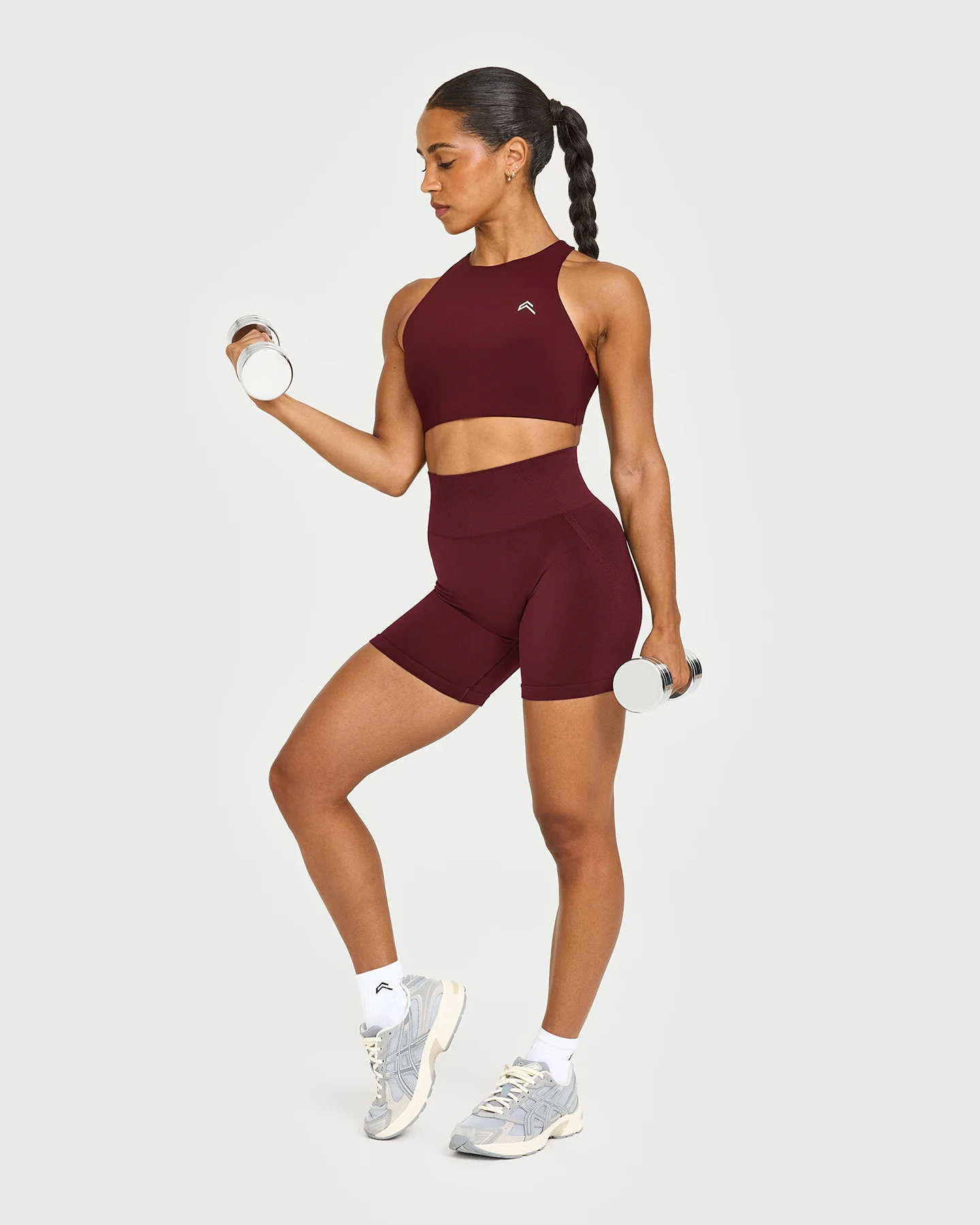 EasyLift™ High Neck Sports Bra with White Logo | Rosewood - Image 3