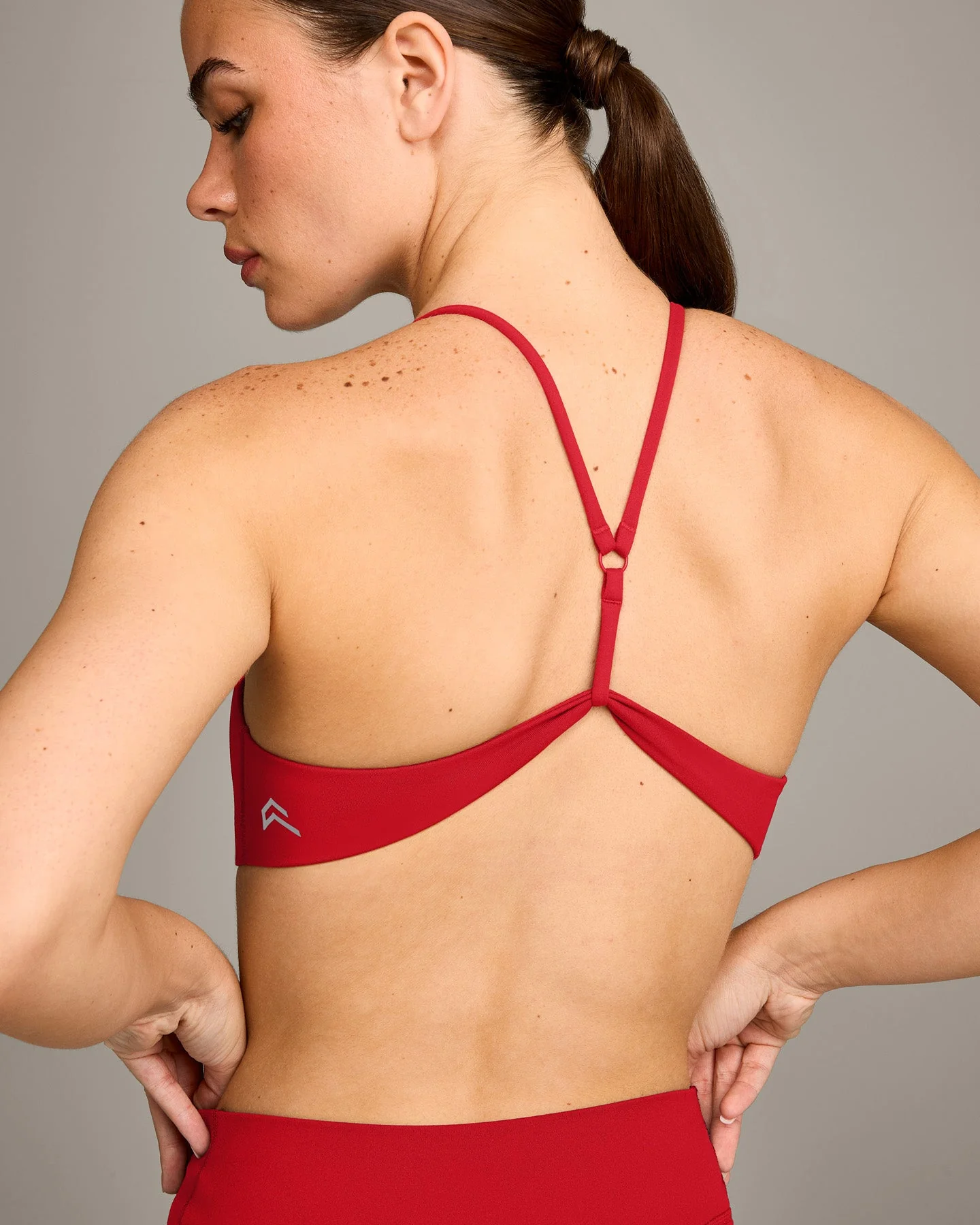 EasyLift™ Ultra Minimal Bralette with Grey Logo | Fiery Red - Image 4
