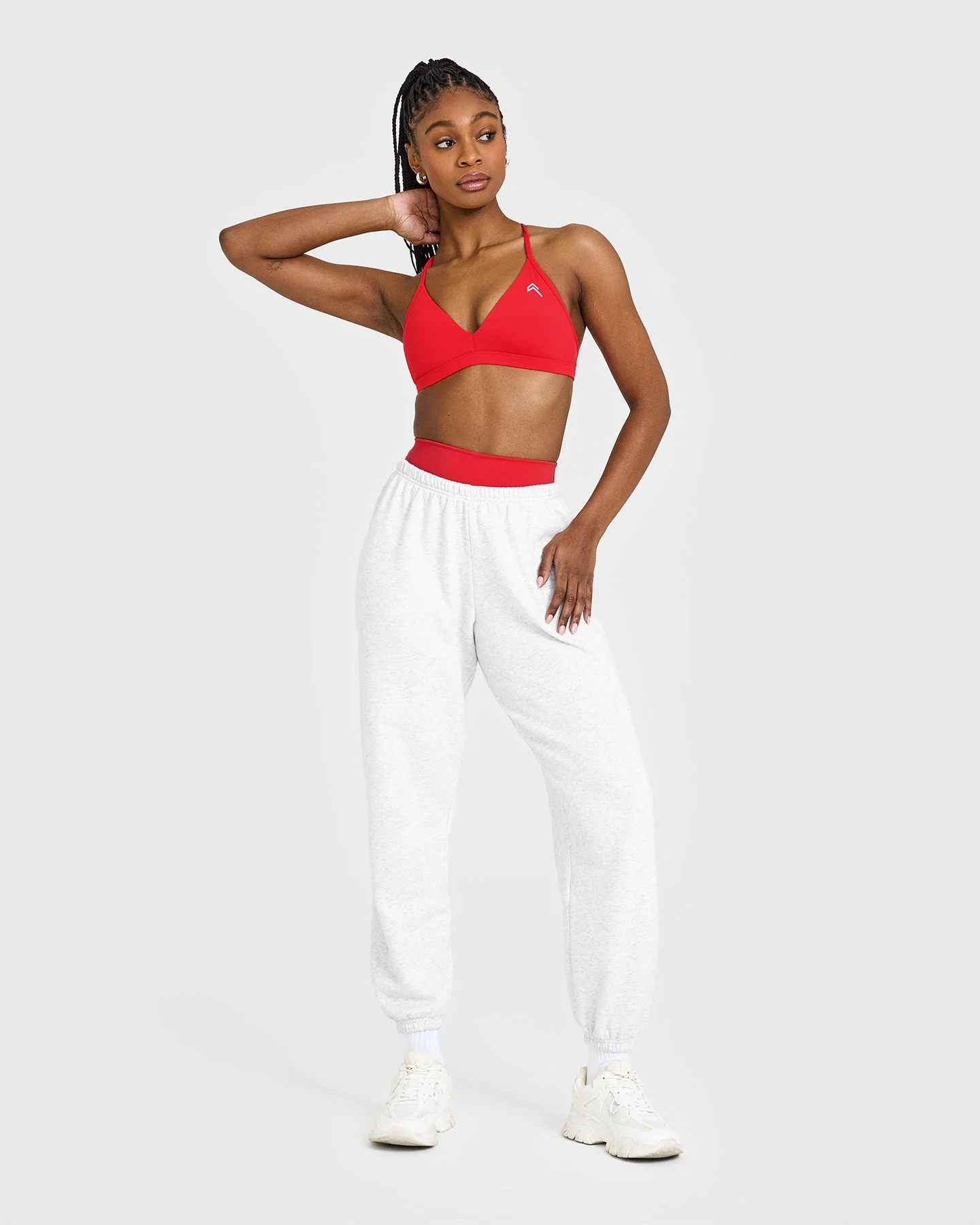 EasyLift™ Ultra Minimal V Neck Bralette with White Logo | Muscle Mommy Red - Image 2