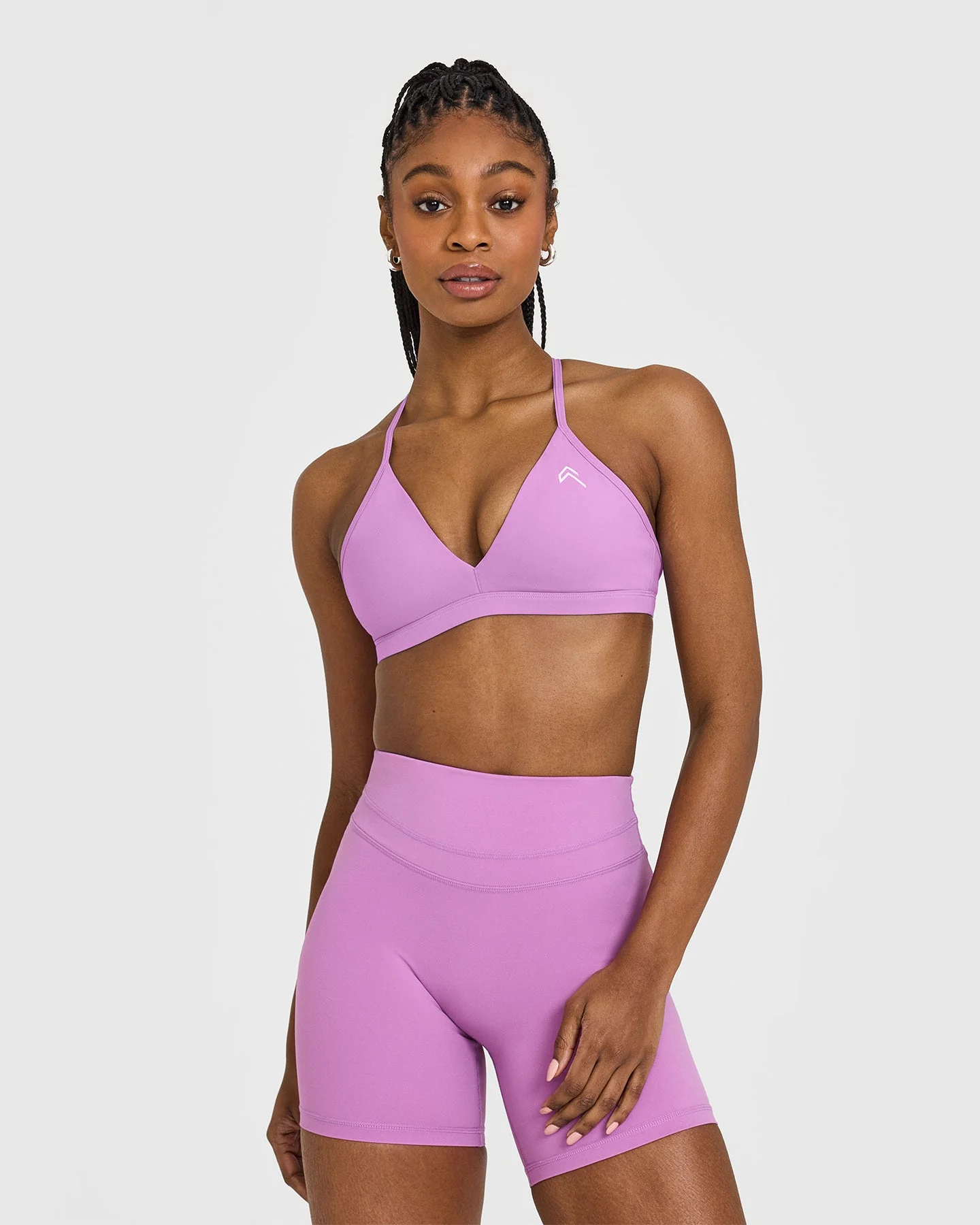 EasyLift™ Ultra Minimal V Neck Bralette with White Logo | Orchid Purple