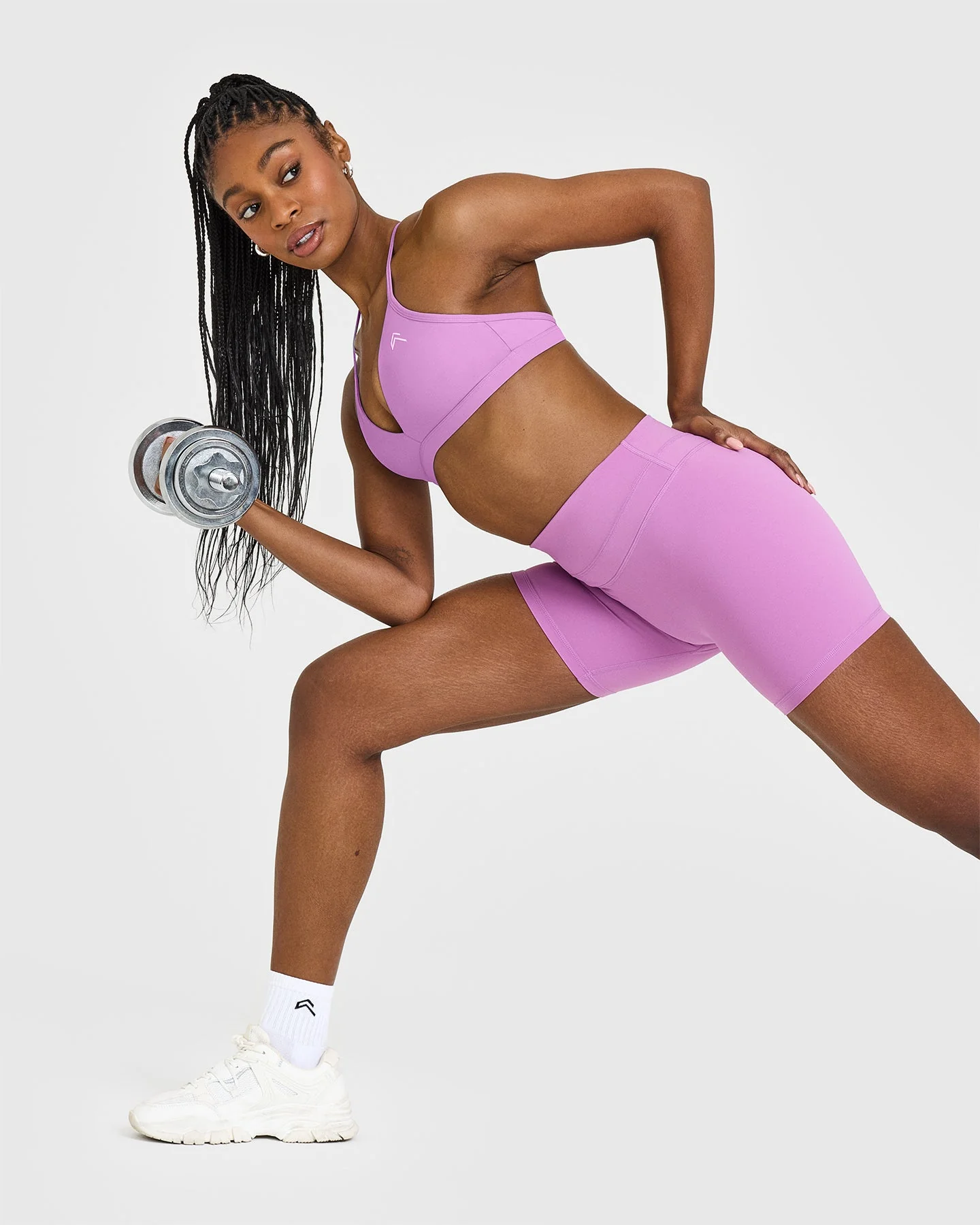 EasyLift™ Ultra Minimal V Neck Bralette with White Logo | Orchid Purple - Image 6