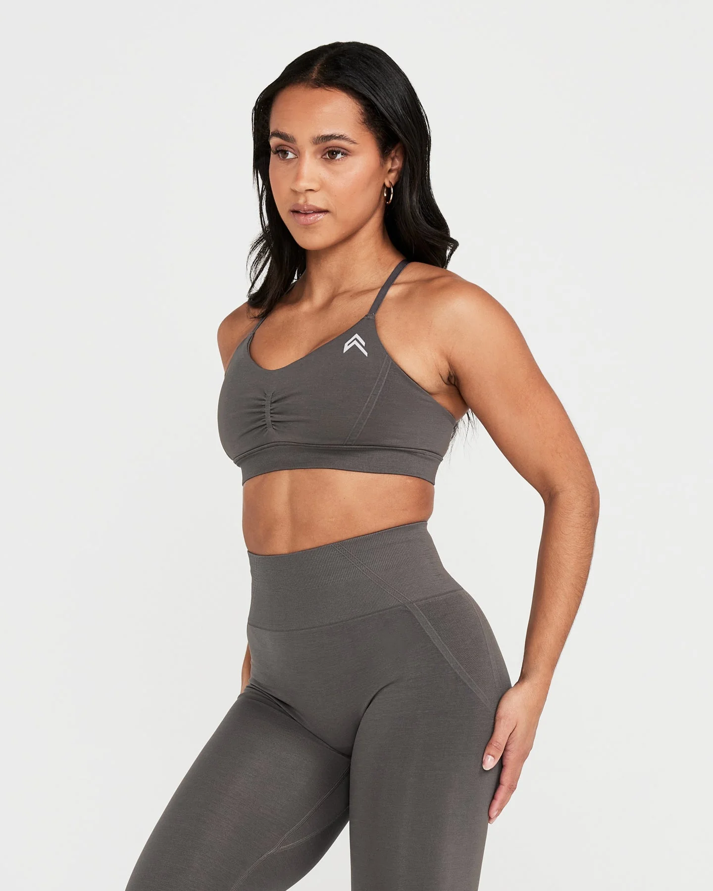 EffortlessLift™ Micro Bralette with White Logo | Deep Taupe - Image 3