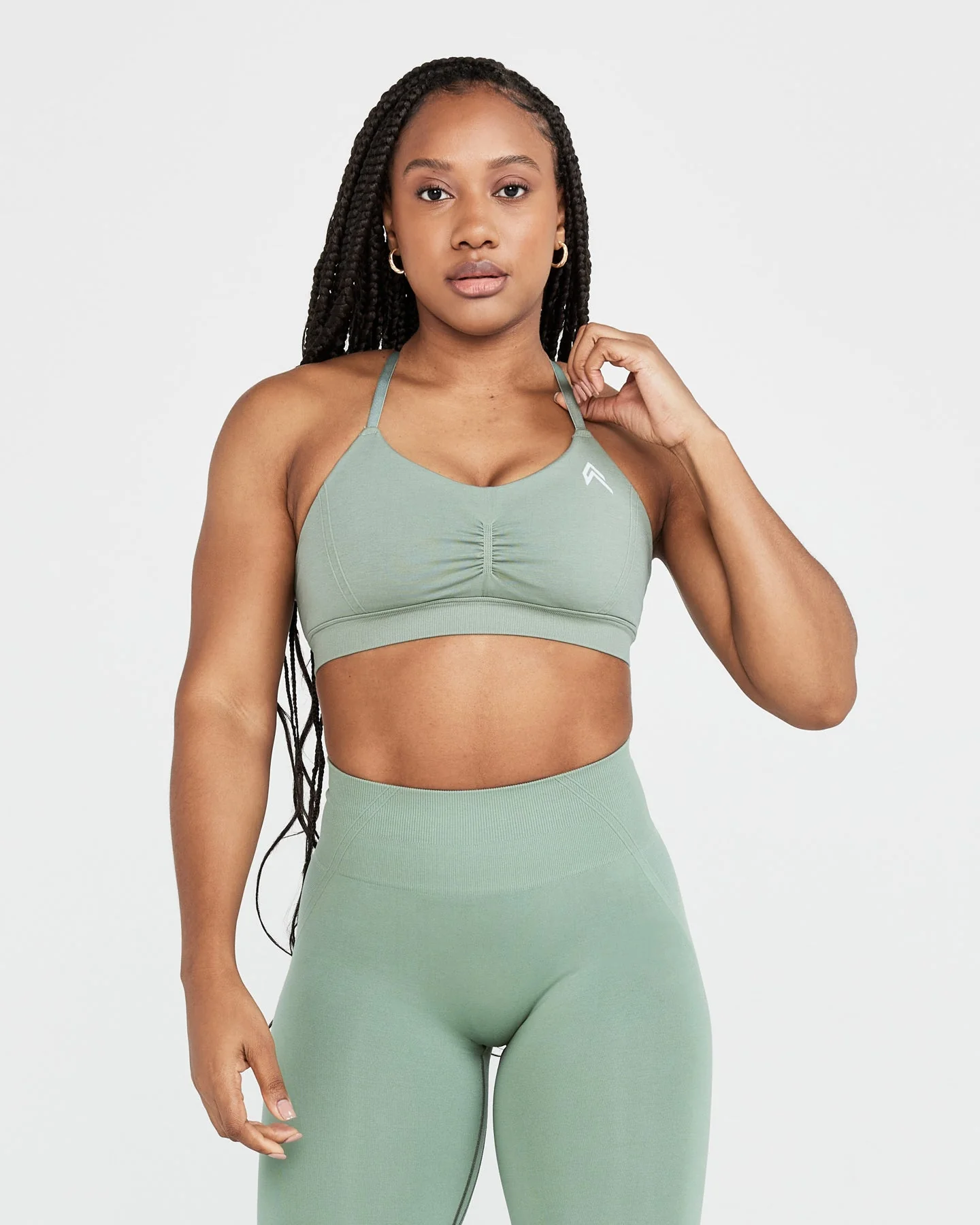 EffortlessLift™ Micro Bralette with White Logo | Sage