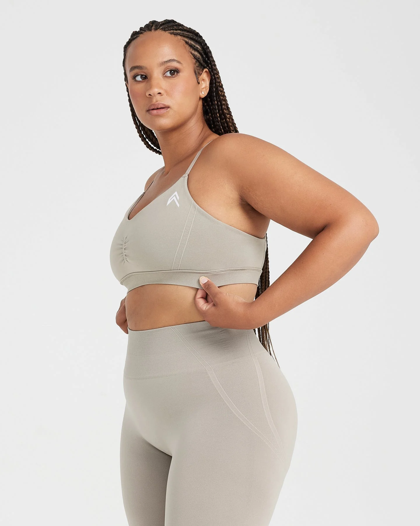 EffortlessLift™ Micro Bralette with White Logo | Warm Sand - Image 3