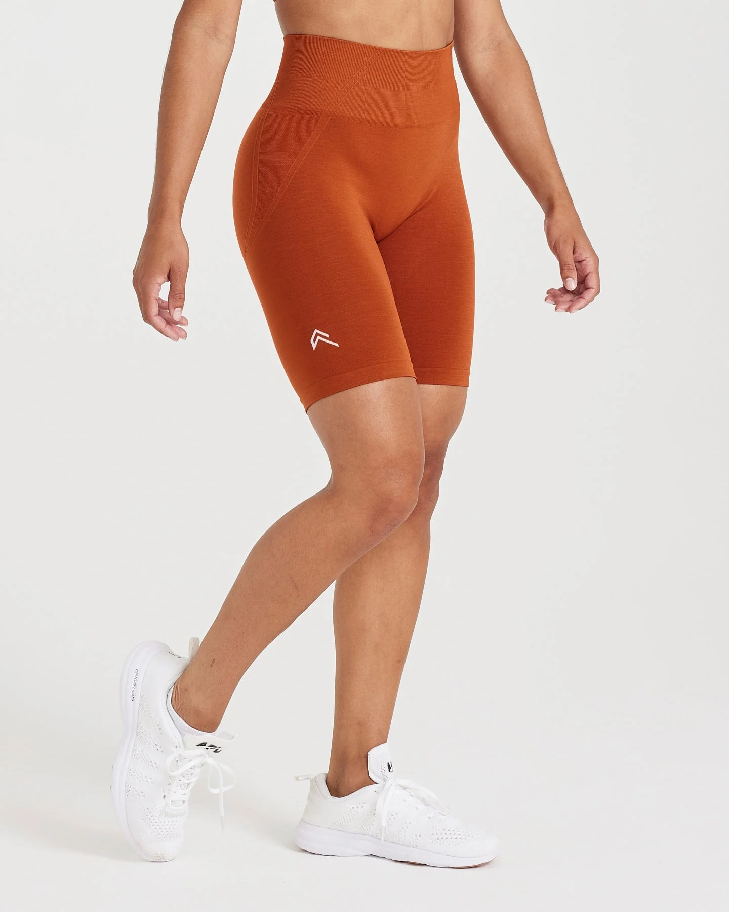 EffortlessLift™ Seamless Cycling Shorts with White Logo | Warm Copper - Image 3