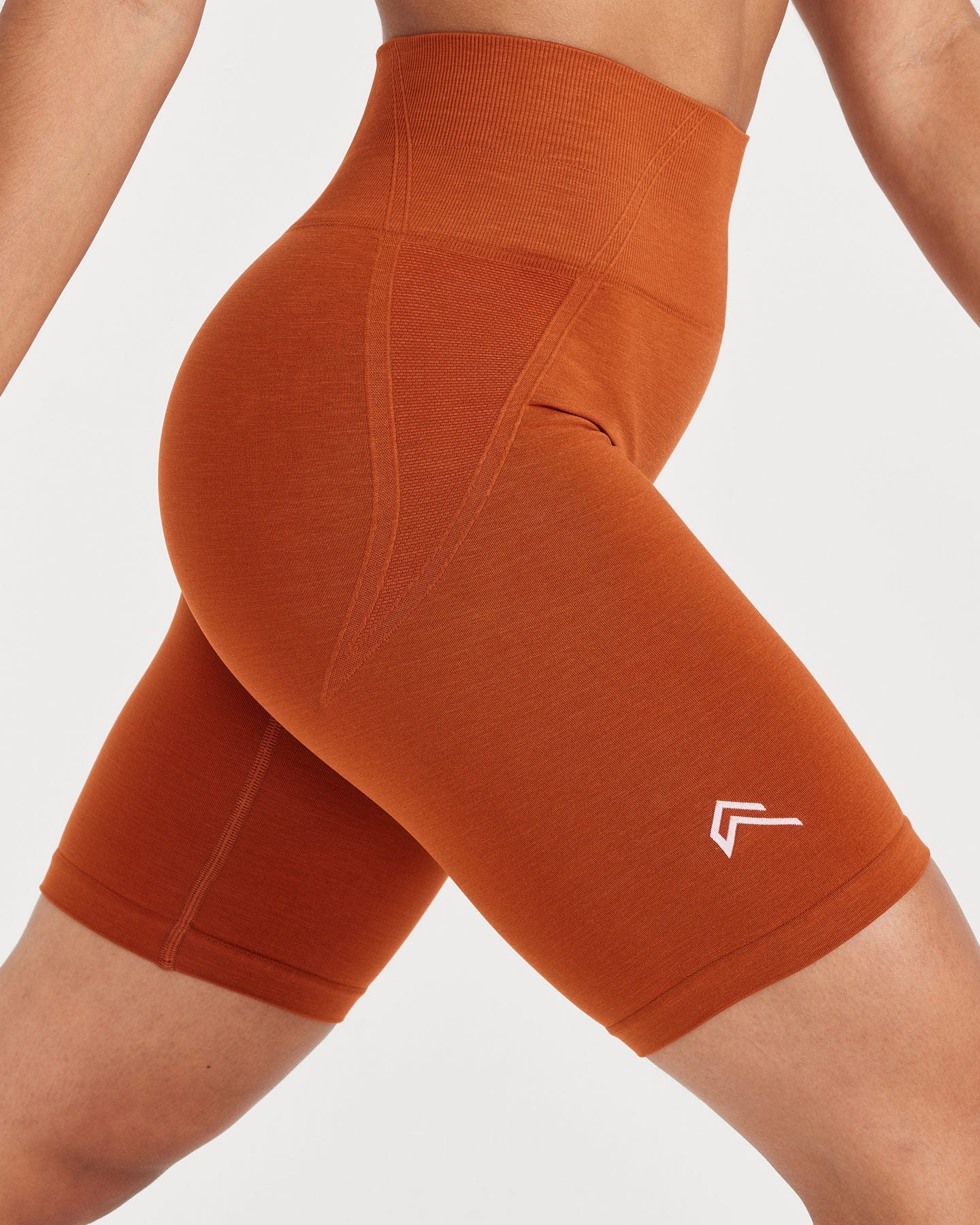 EffortlessLift™ Seamless Cycling Shorts with White Logo | Warm Copper - Image 4