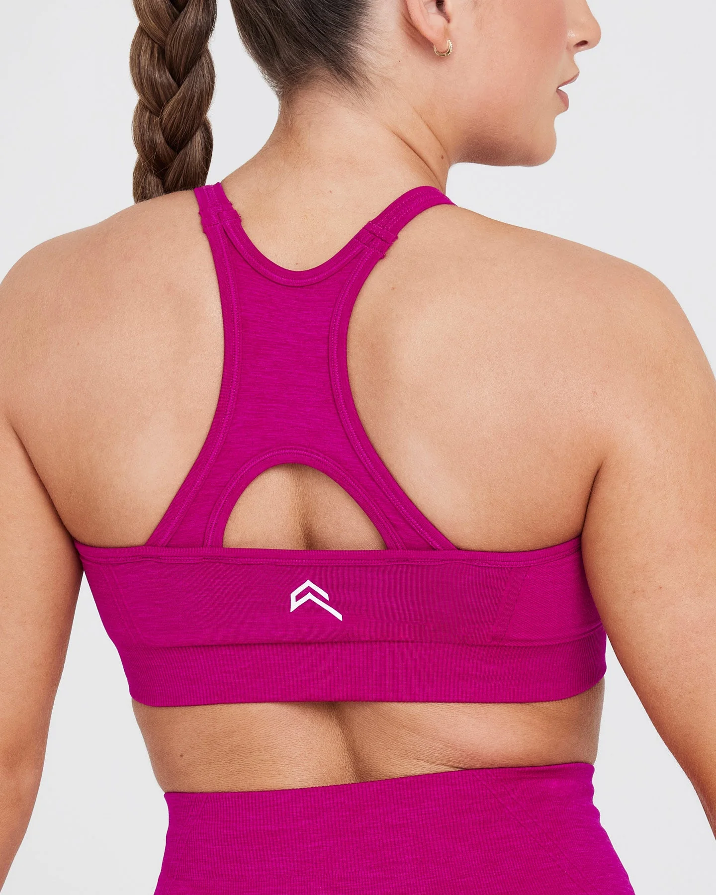 EffortlessLift™ Seamless High Neck Bralette with White Logo | Fuchsia - Image 5