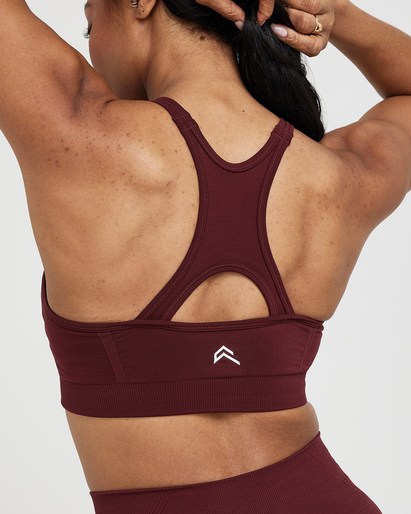 EffortlessLift™ Seamless High Neck Bralette with White Logo | Rosewood - Image 5