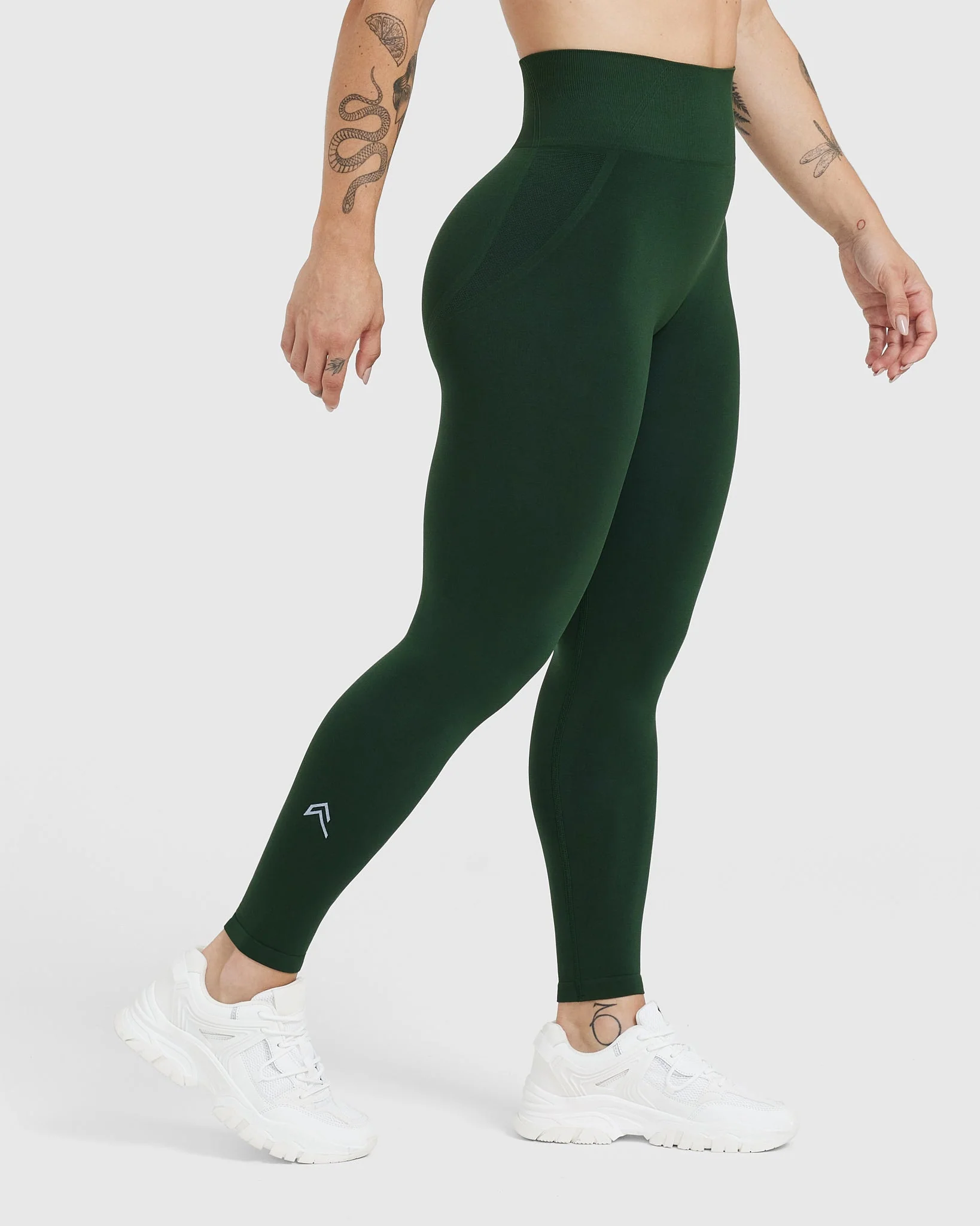 EffortlessLift™ Seamless Leggings with White Logo | Evergreen - Image 3