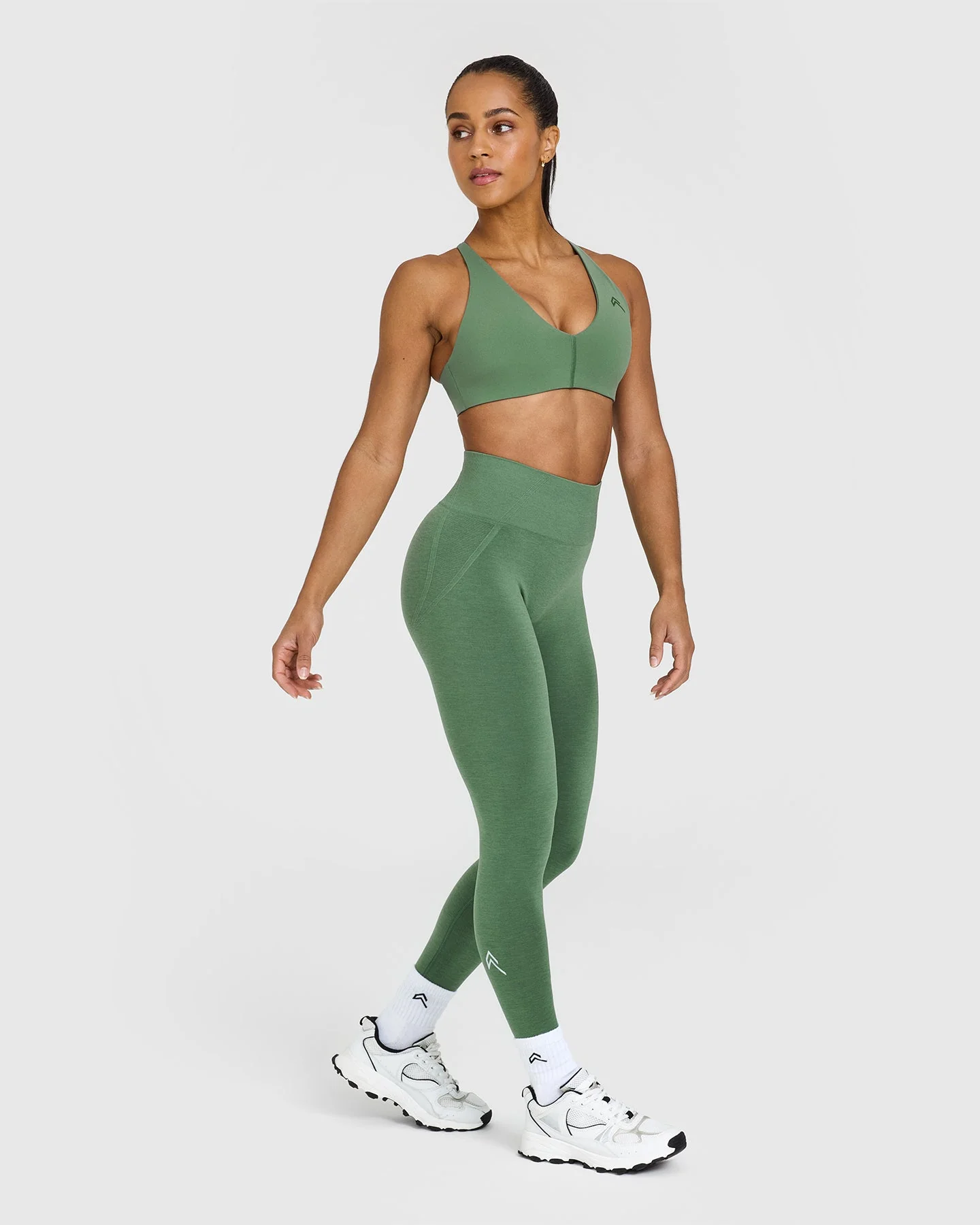 EffortlessLift™ Seamless Leggings with White Logo | Forest Green - Image 3