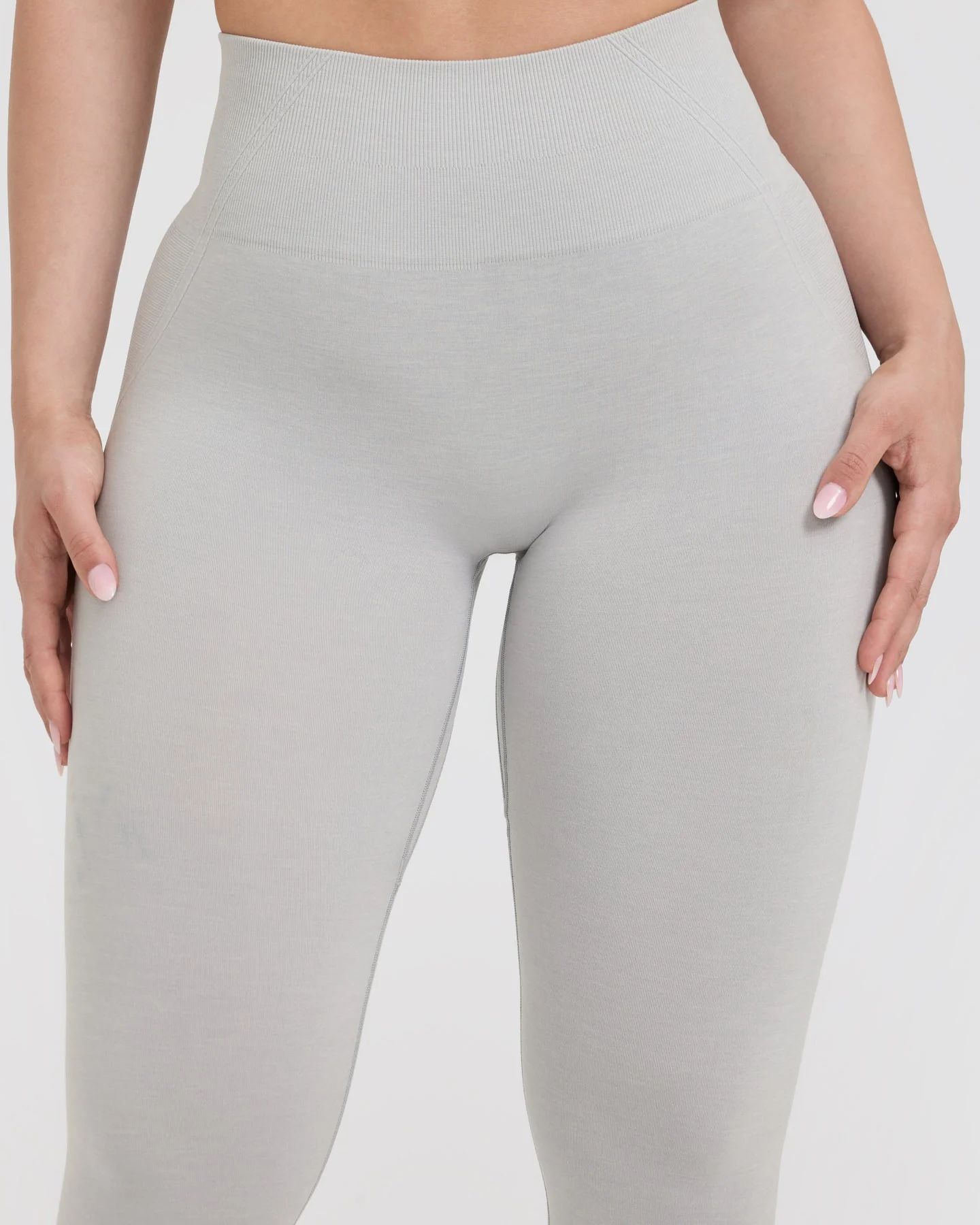 EffortlessLift™ Seamless Leggings with White Logo | Light Grey Marl - Image 4