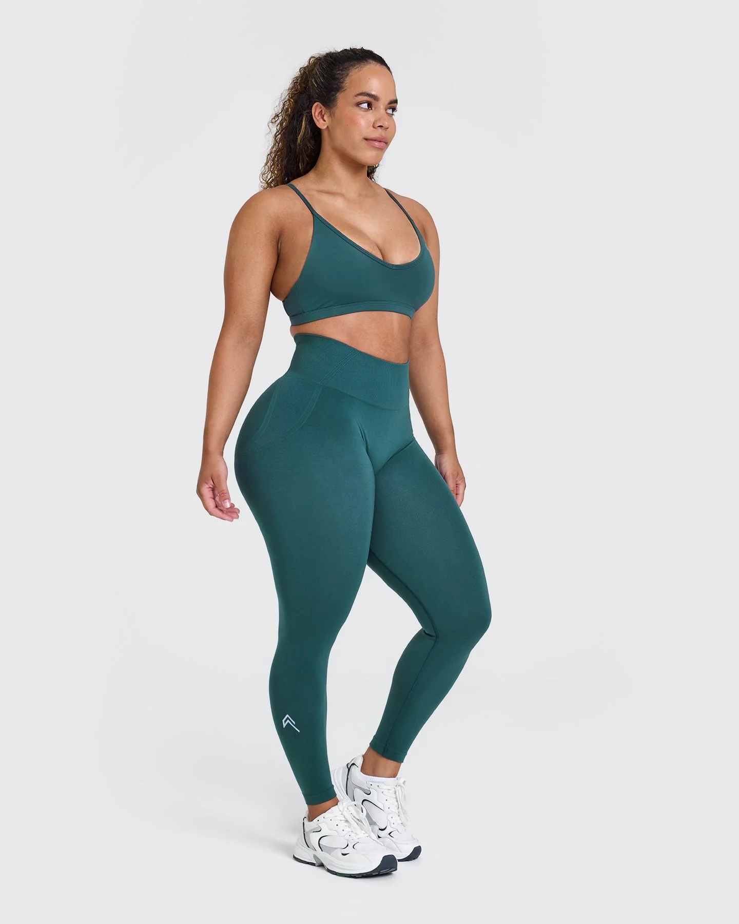 EffortlessLift™ Seamless Leggings with White Logo | Marine Teal - Image 3