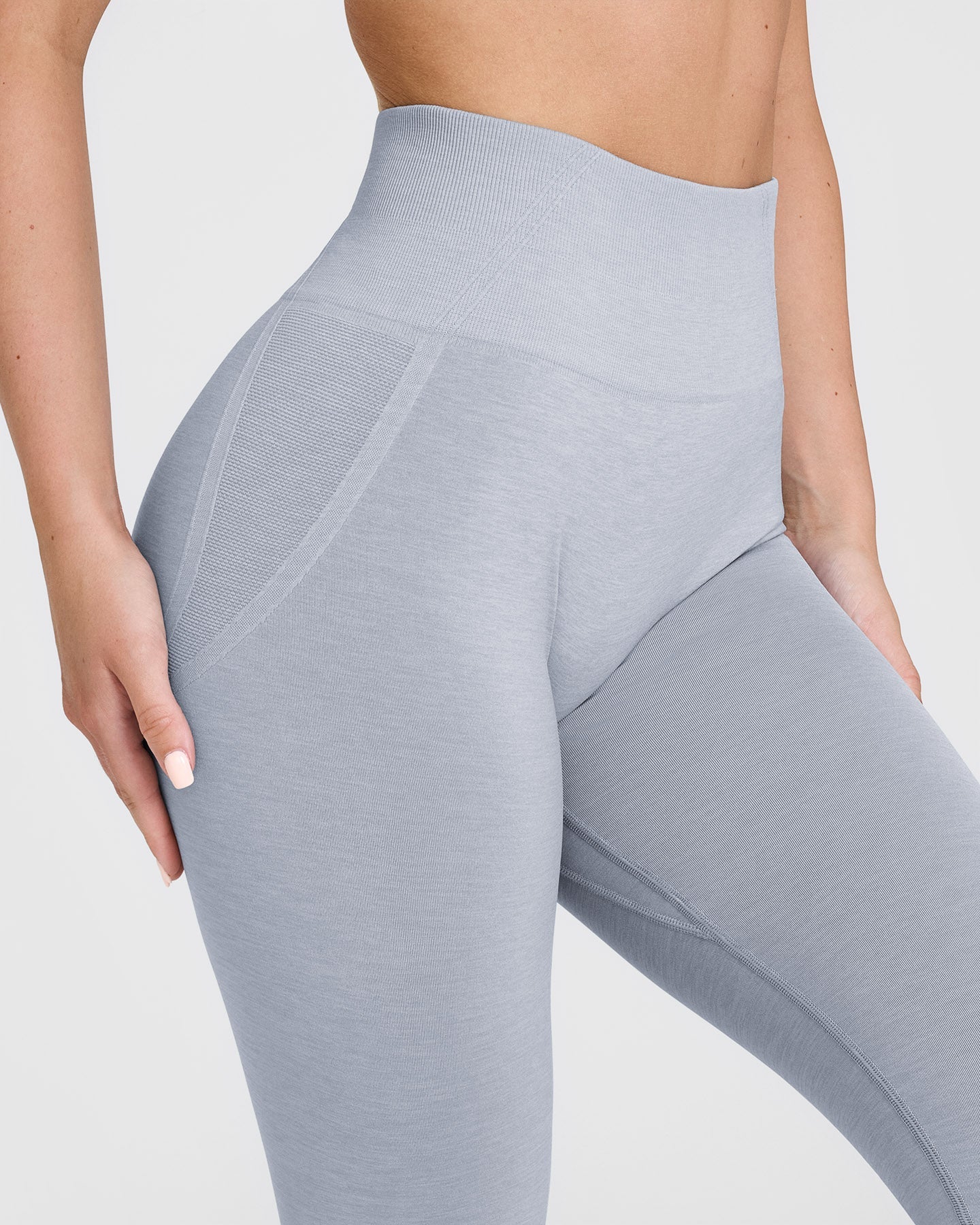 EffortlessLift™ Seamless Leggings with White Logo | Metal Grey - Image 5