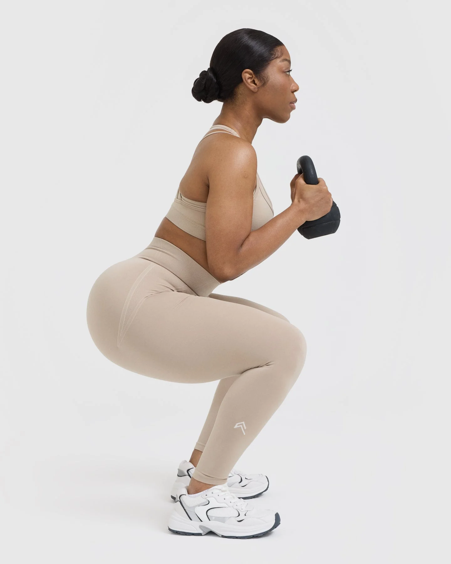 EffortlessLift™ Seamless Leggings with White Logo | Mushroom Brown - Image 6