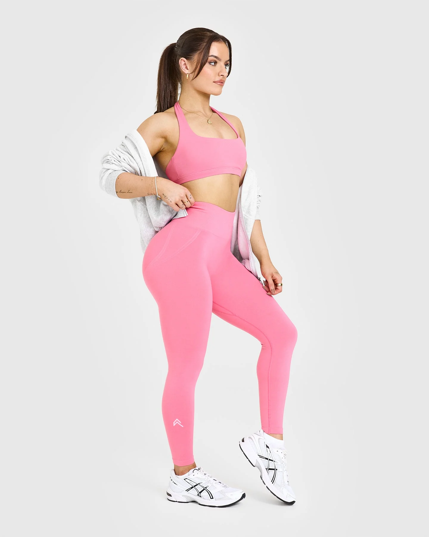 EffortlessLift™ Seamless Leggings with White Logo | Peony Pink - Image 3