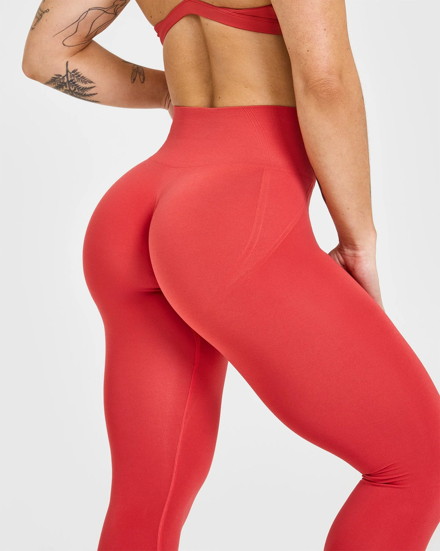 EffortlessLift™ Seamless Leggings with White Logo | Sweet Red - Image 4