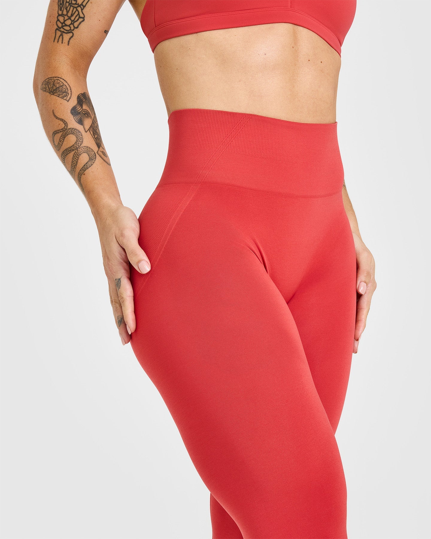 EffortlessLift™ Seamless Leggings with White Logo | Sweet Red - Image 5