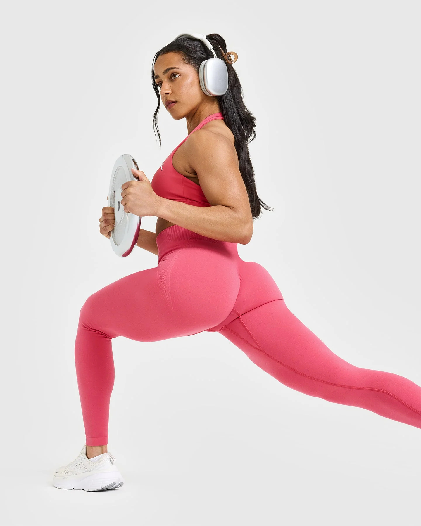 EffortlessLift™ Seamless Leggings with White Logo | Velvet Pink - Image 6
