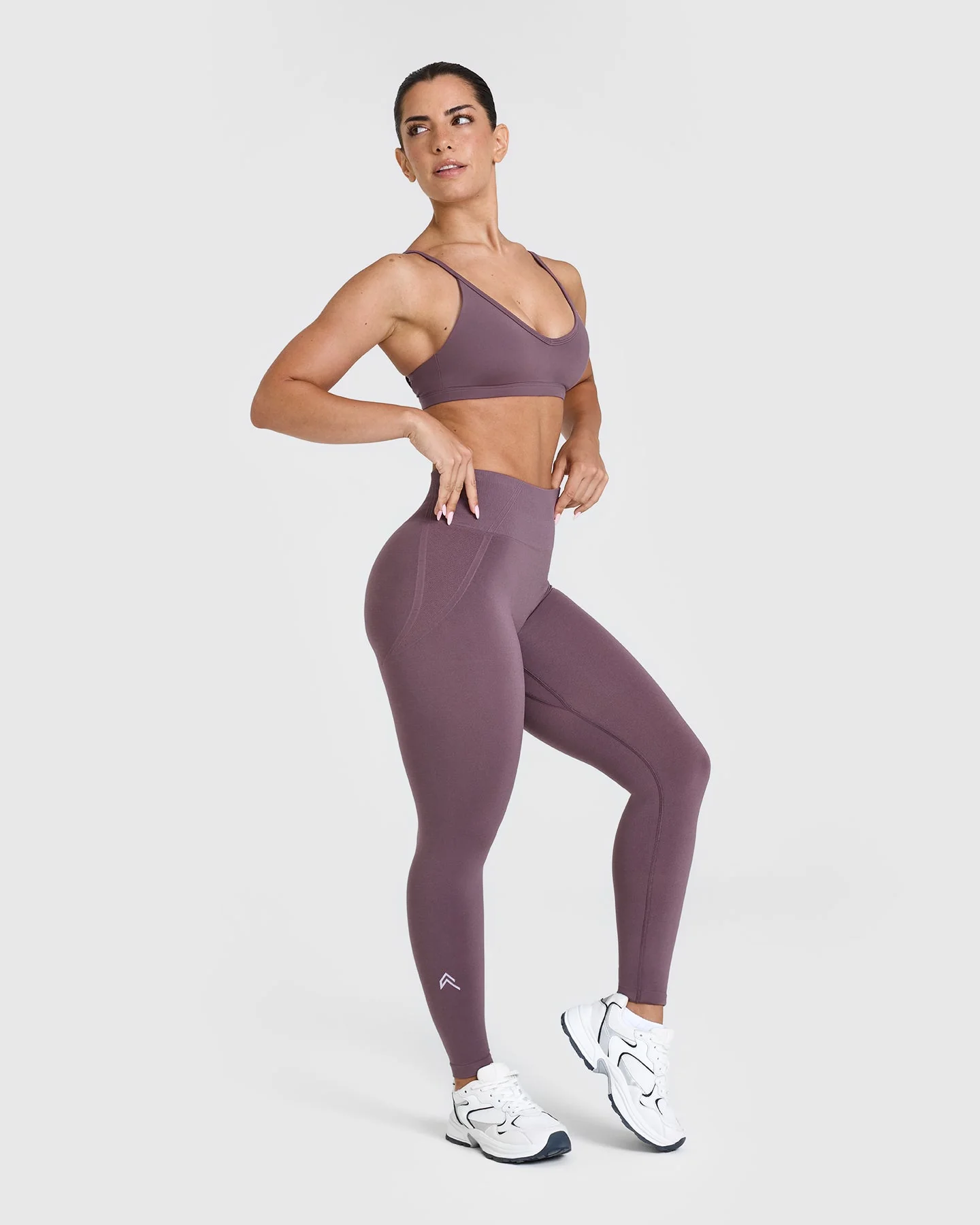 EffortlessLift™ Seamless Leggings with White Logo | Vintage Purple - Image 3