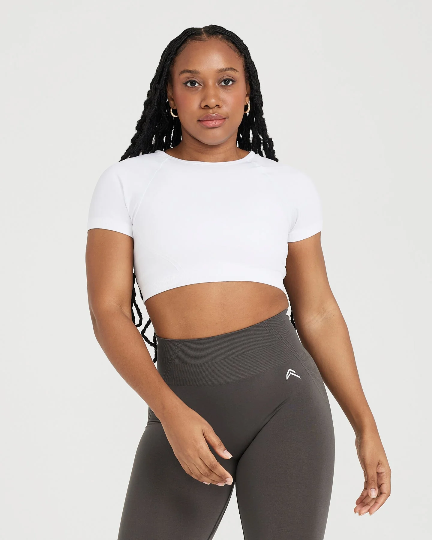 EffortlessLift™ Seamless Short Sleeve Crop Top | White