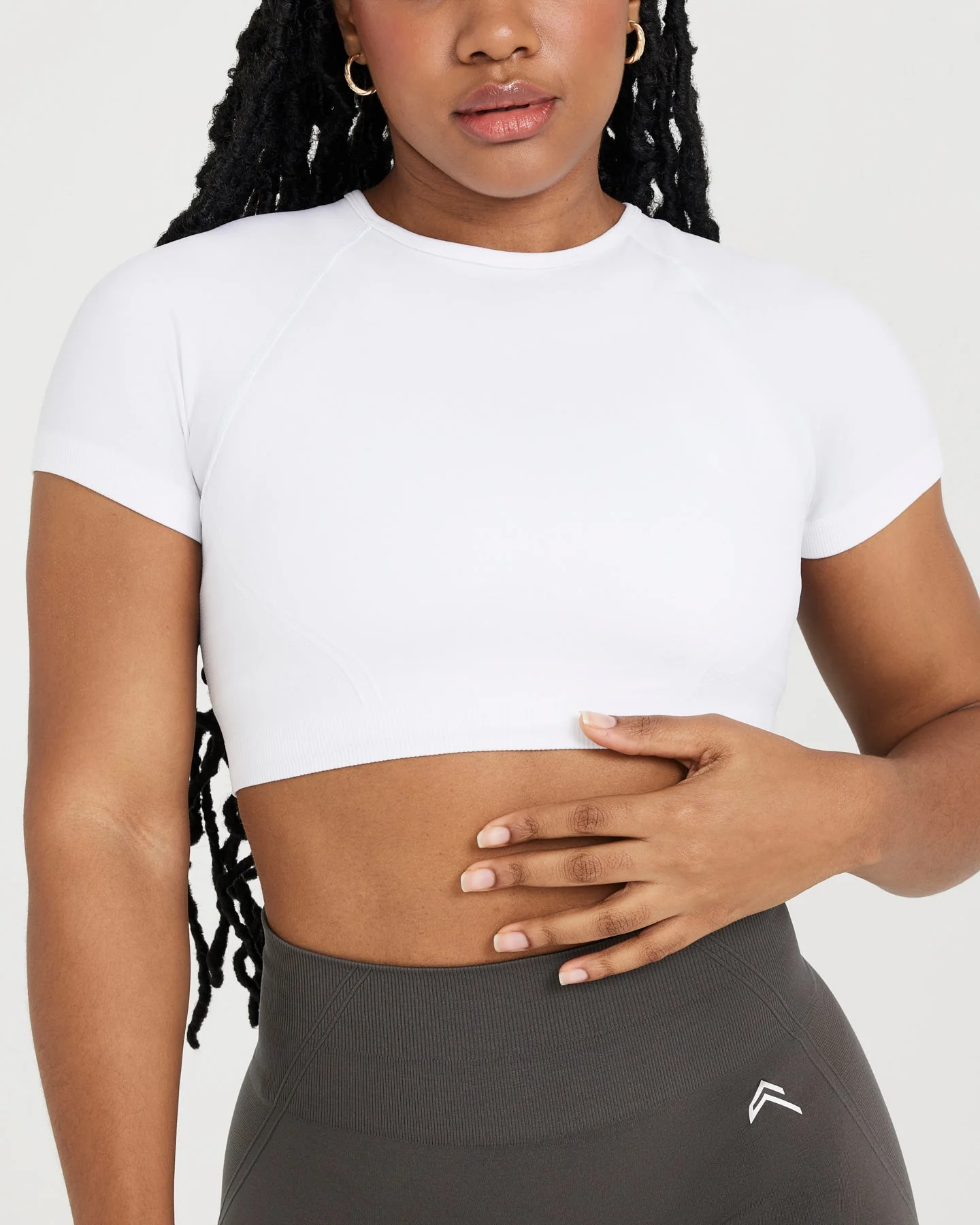EffortlessLift™ Seamless Short Sleeve Crop Top | White - Image 4