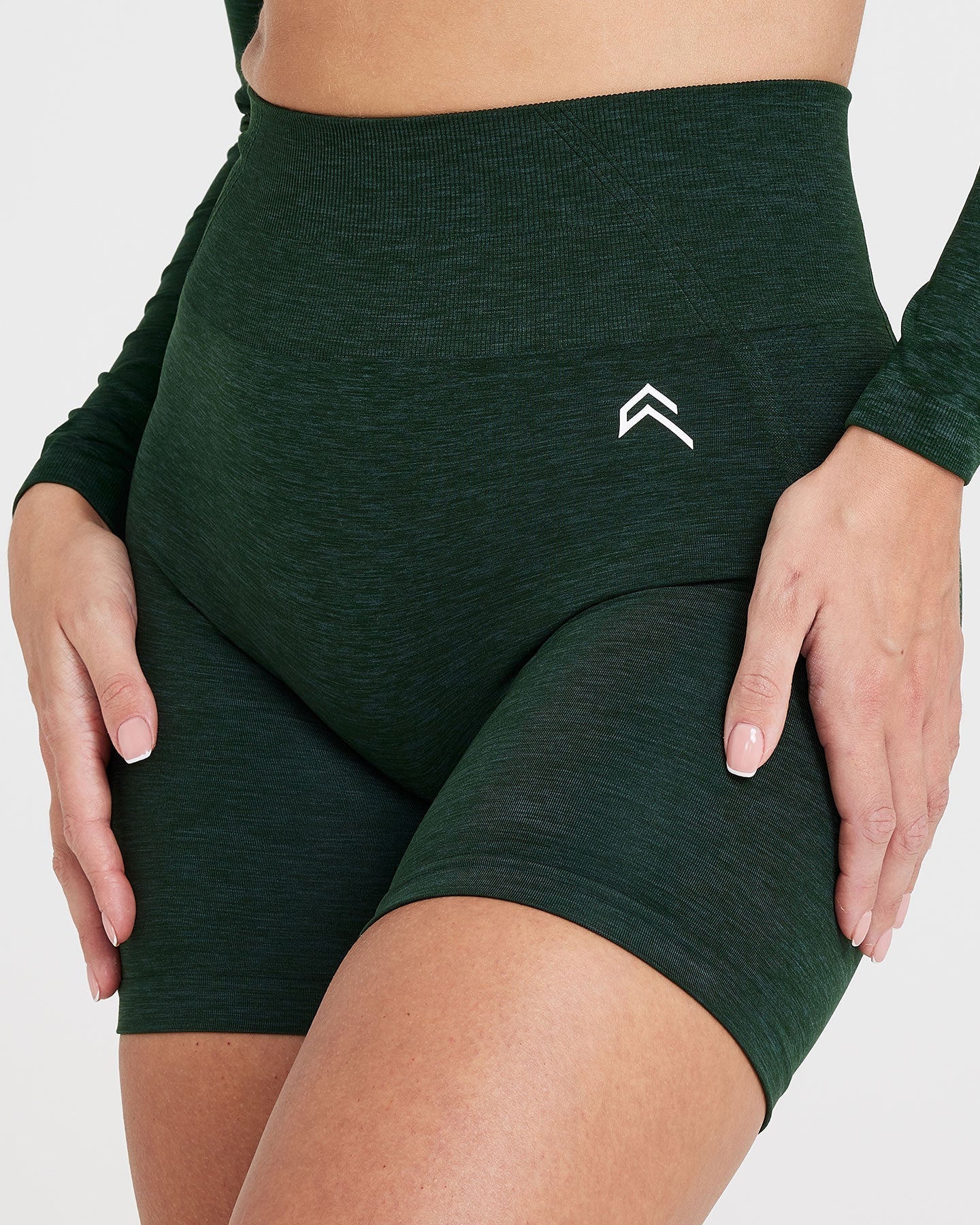 EffortlessLift™ Seamless Shorts with White Logo | Evergreen - Image 4