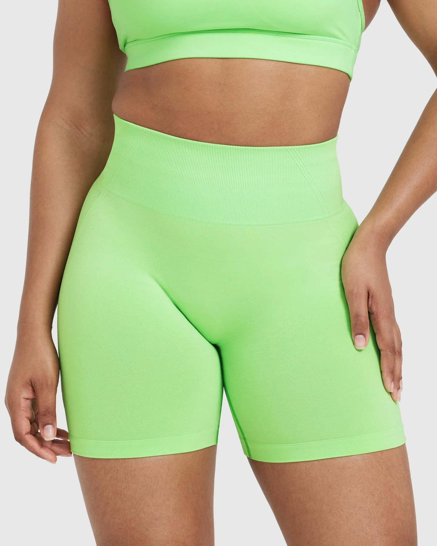 EffortlessLift™ Seamless Shorts with White Logo | Apple Green - Image 4