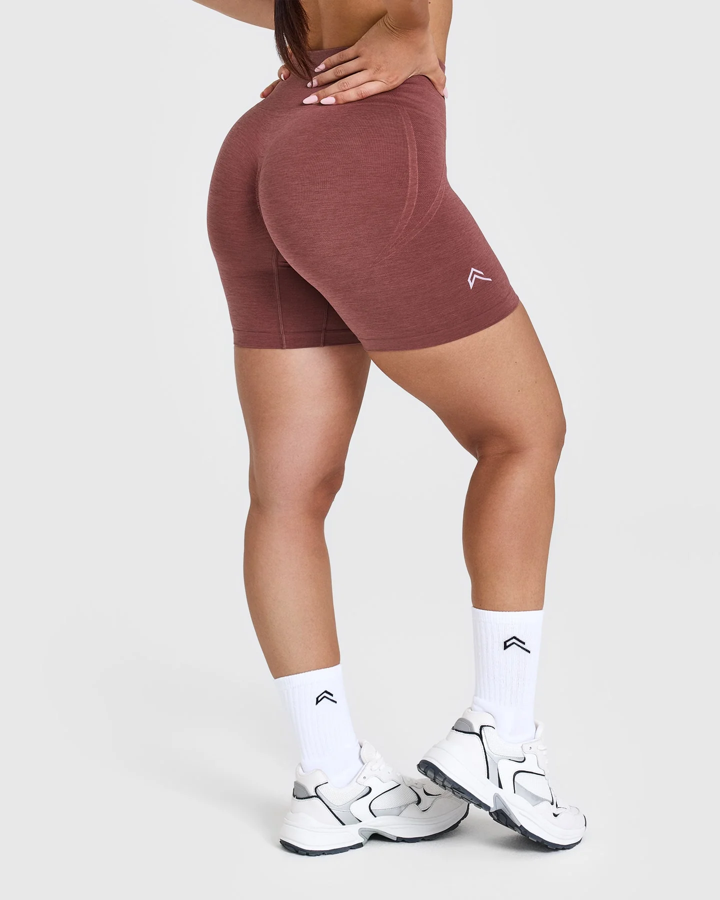 EffortlessLift™ Seamless Shorts with White Logo | Berry - Image 2