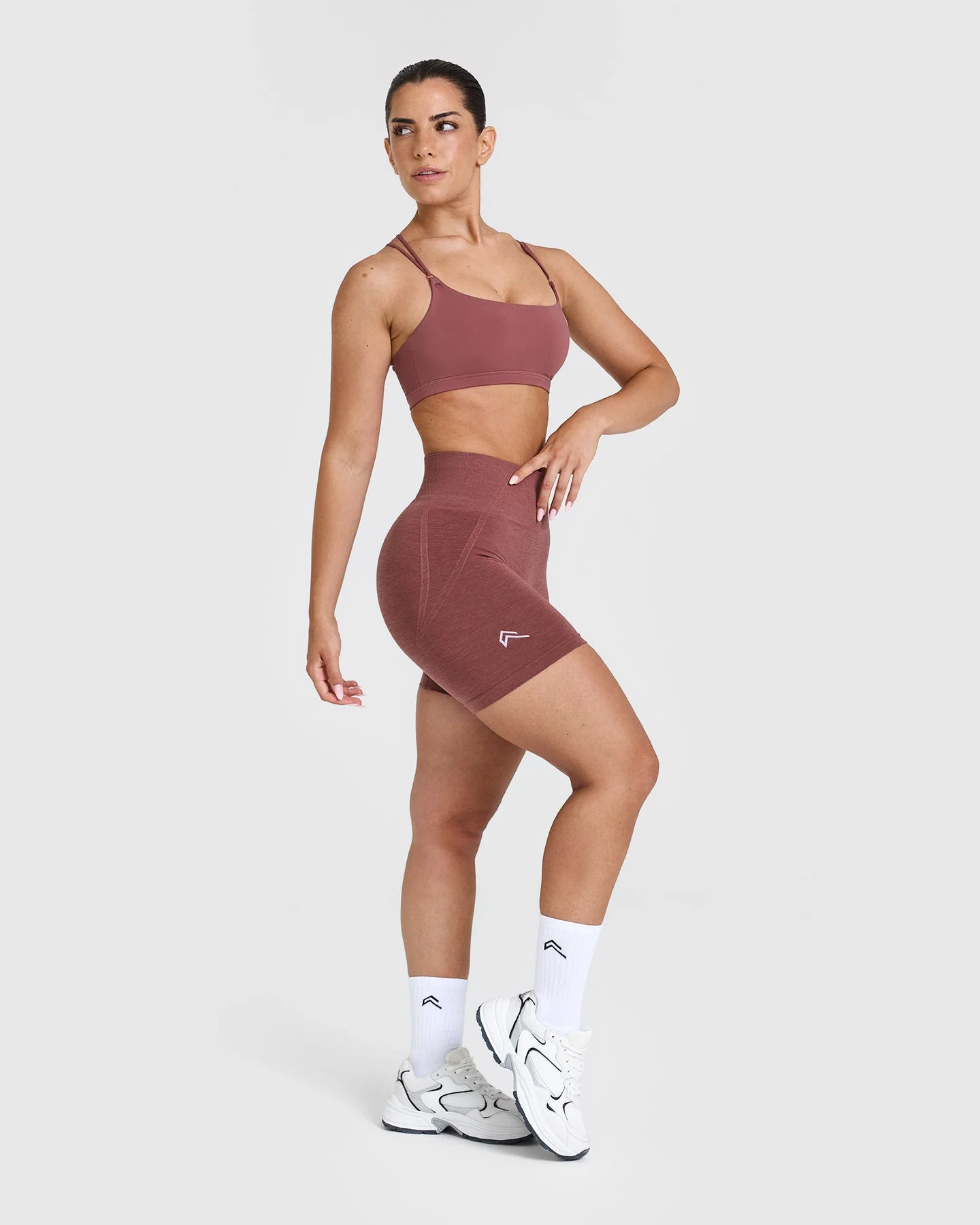 EffortlessLift™ Seamless Shorts with White Logo | Berry - Image 3