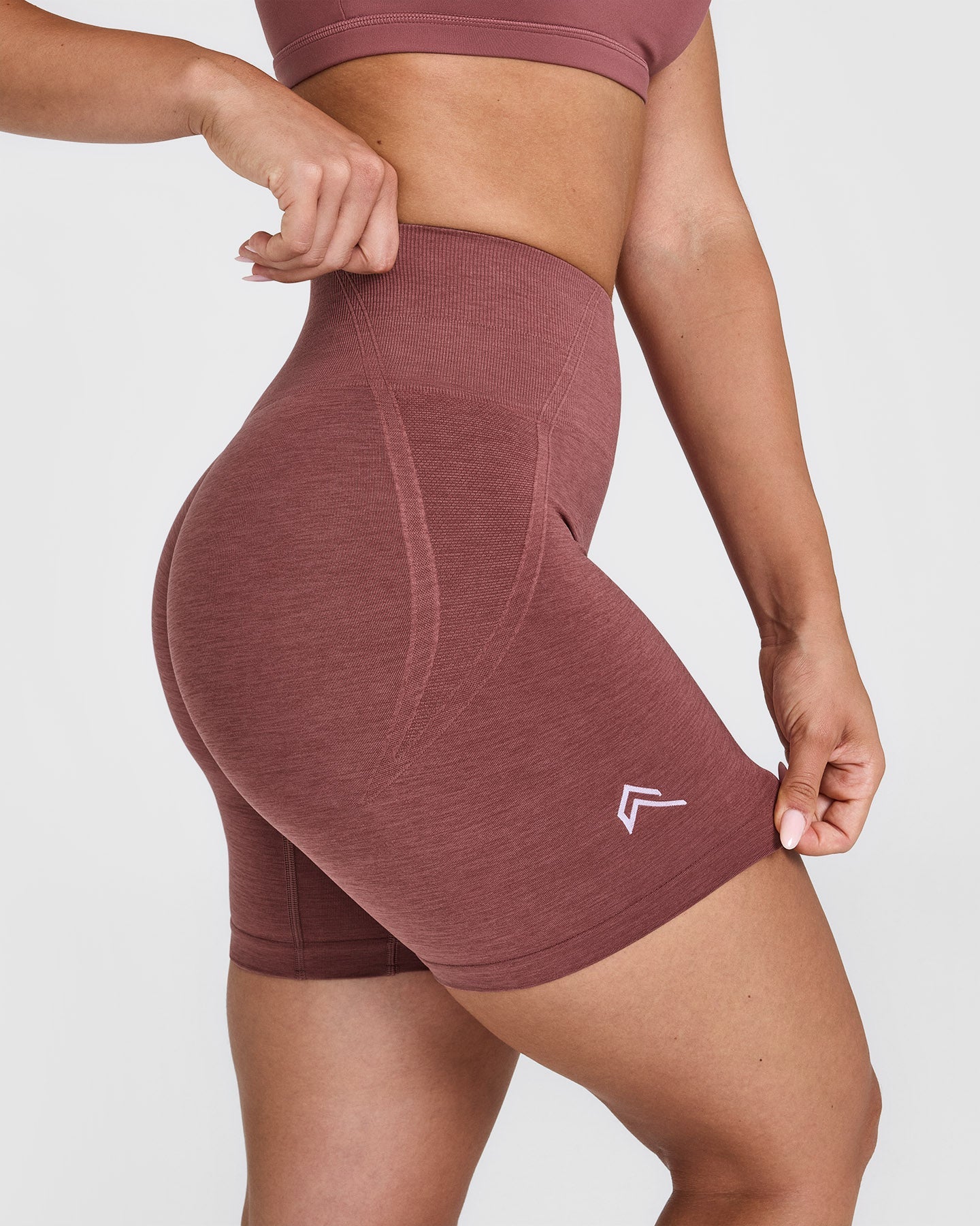 EffortlessLift™ Seamless Shorts with White Logo | Berry - Image 4