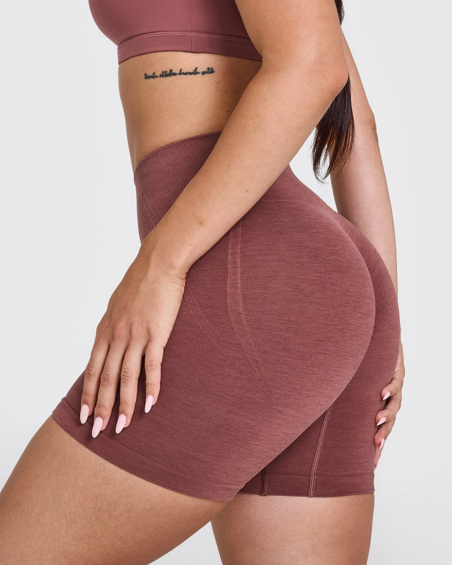 EffortlessLift™ Seamless Shorts with White Logo | Berry - Image 5