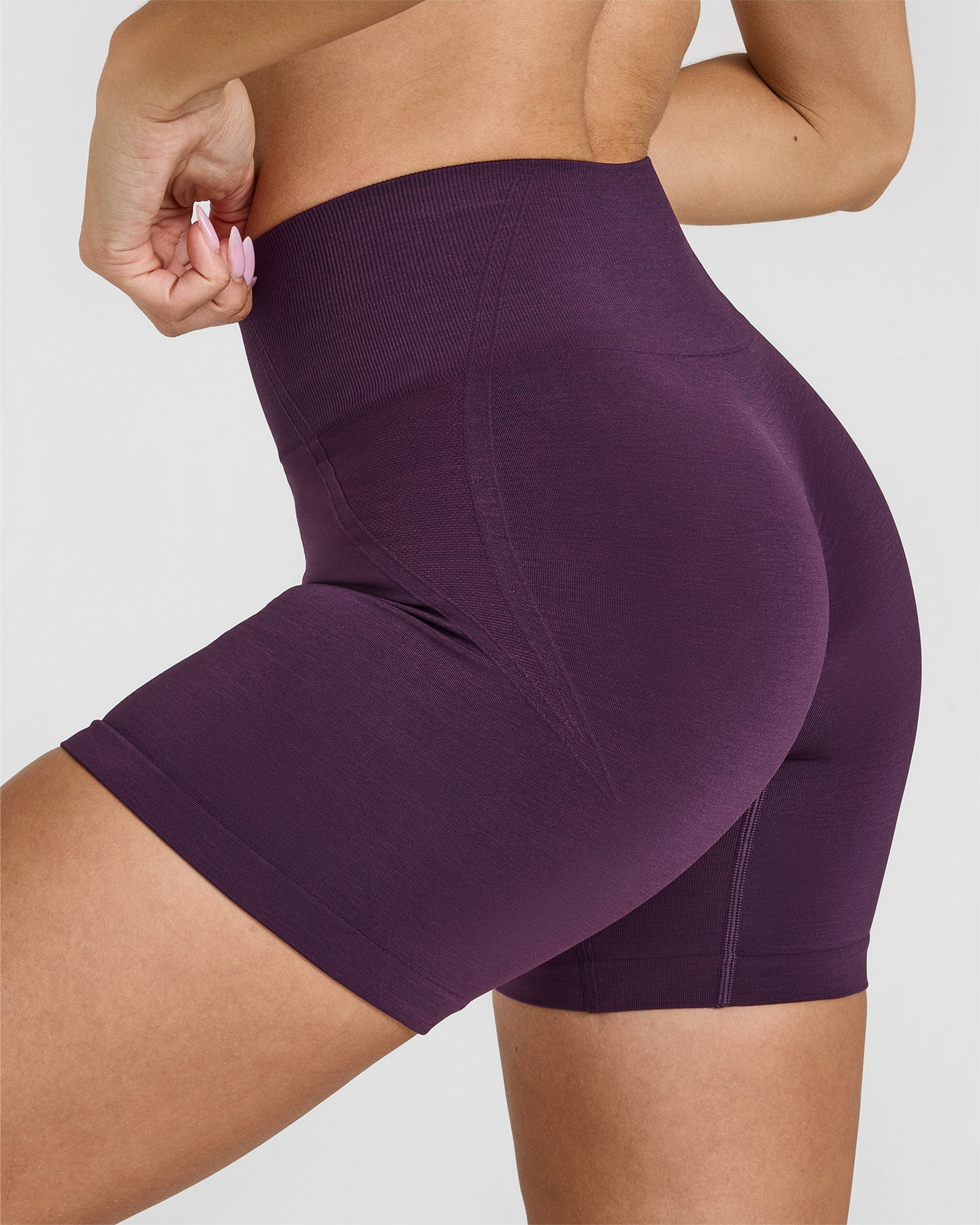 EffortlessLift™ Seamless Shorts with White Logo | Blackberry Purple - Image 5