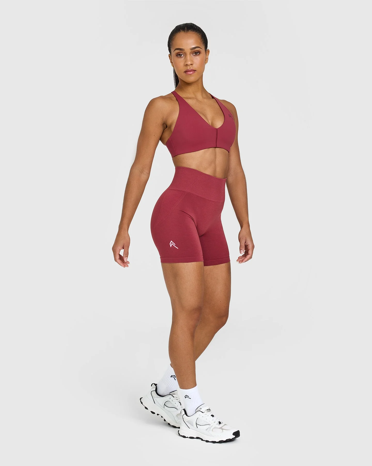 EffortlessLift™ Seamless Shorts with White Logo | Burnt Cherry - Image 3