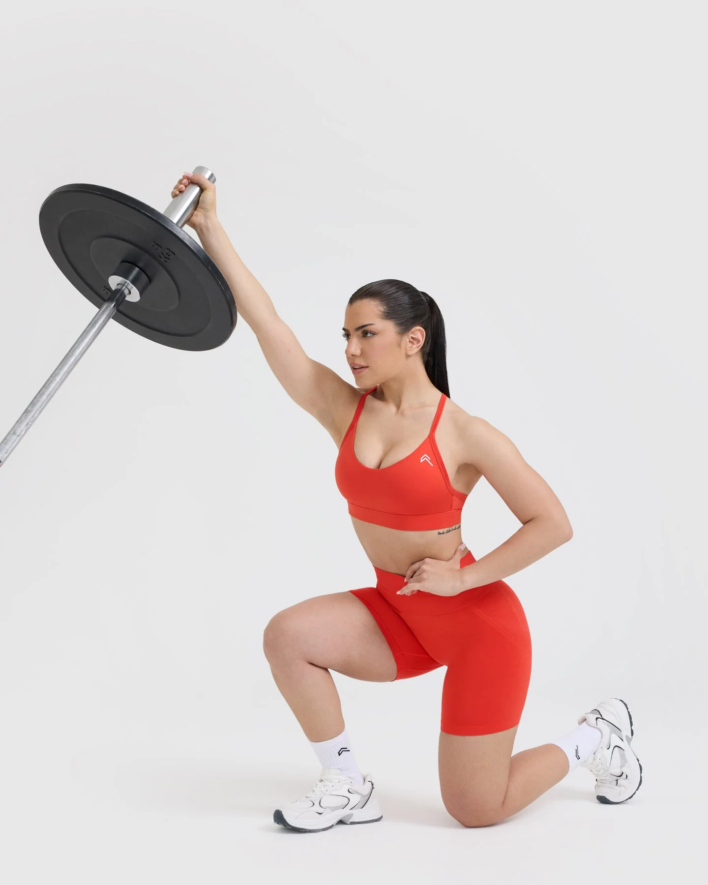EffortlessLift™ Seamless Shorts with White Logo | Charged Orange - Image 6
