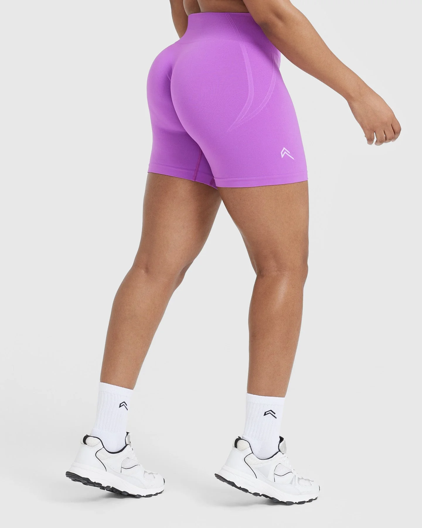 EffortlessLift™ Seamless Shorts with White Logo | Grape Purple - Image 2