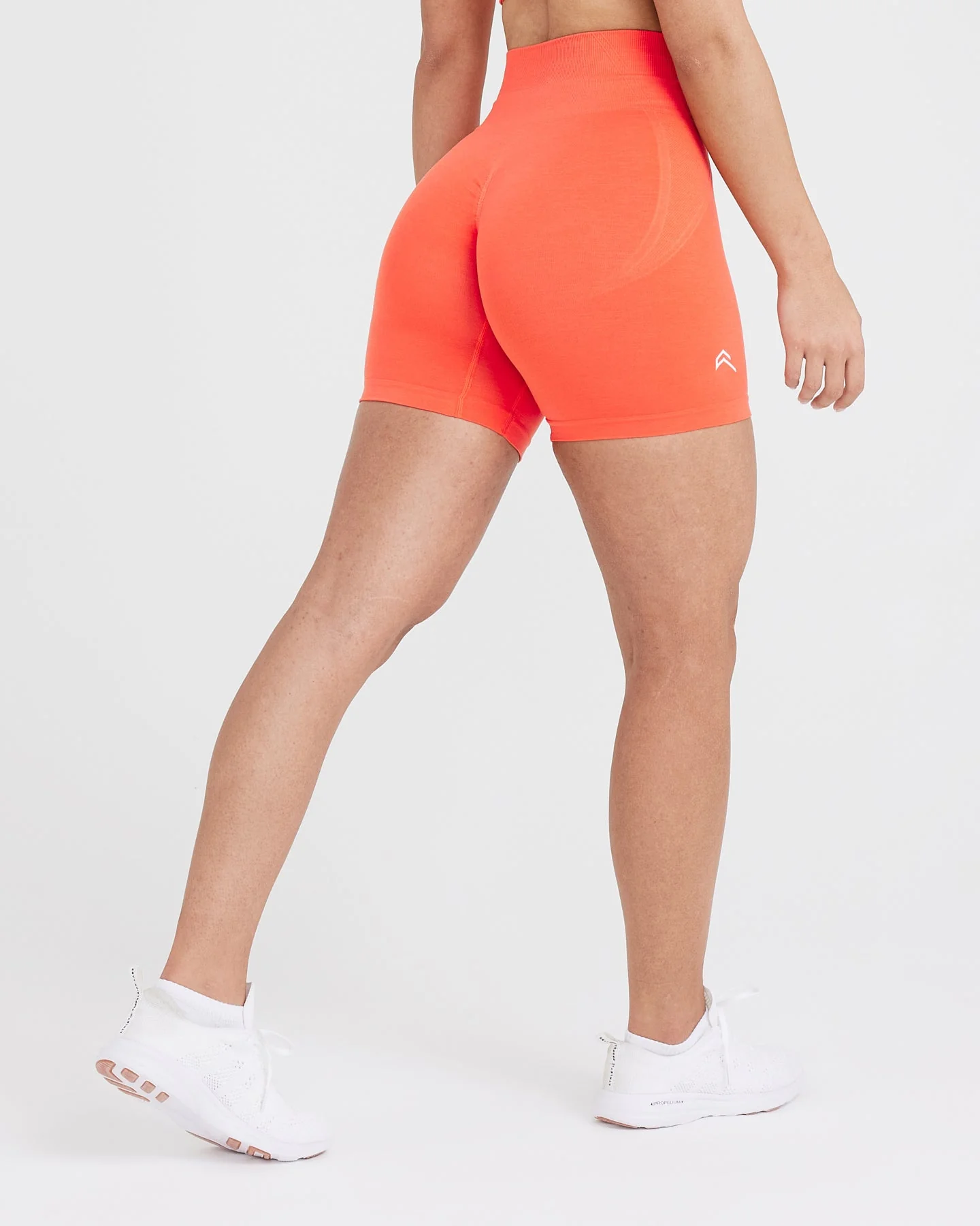 EffortlessLift™ Seamless Shorts with White Logo | Peach Blossom - Image 2