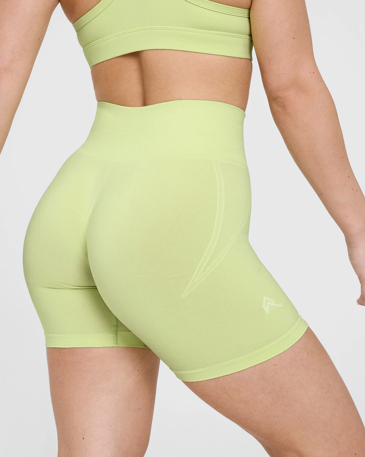 EffortlessLift™ Seamless Shorts with White Logo | Pump Green - Image 5
